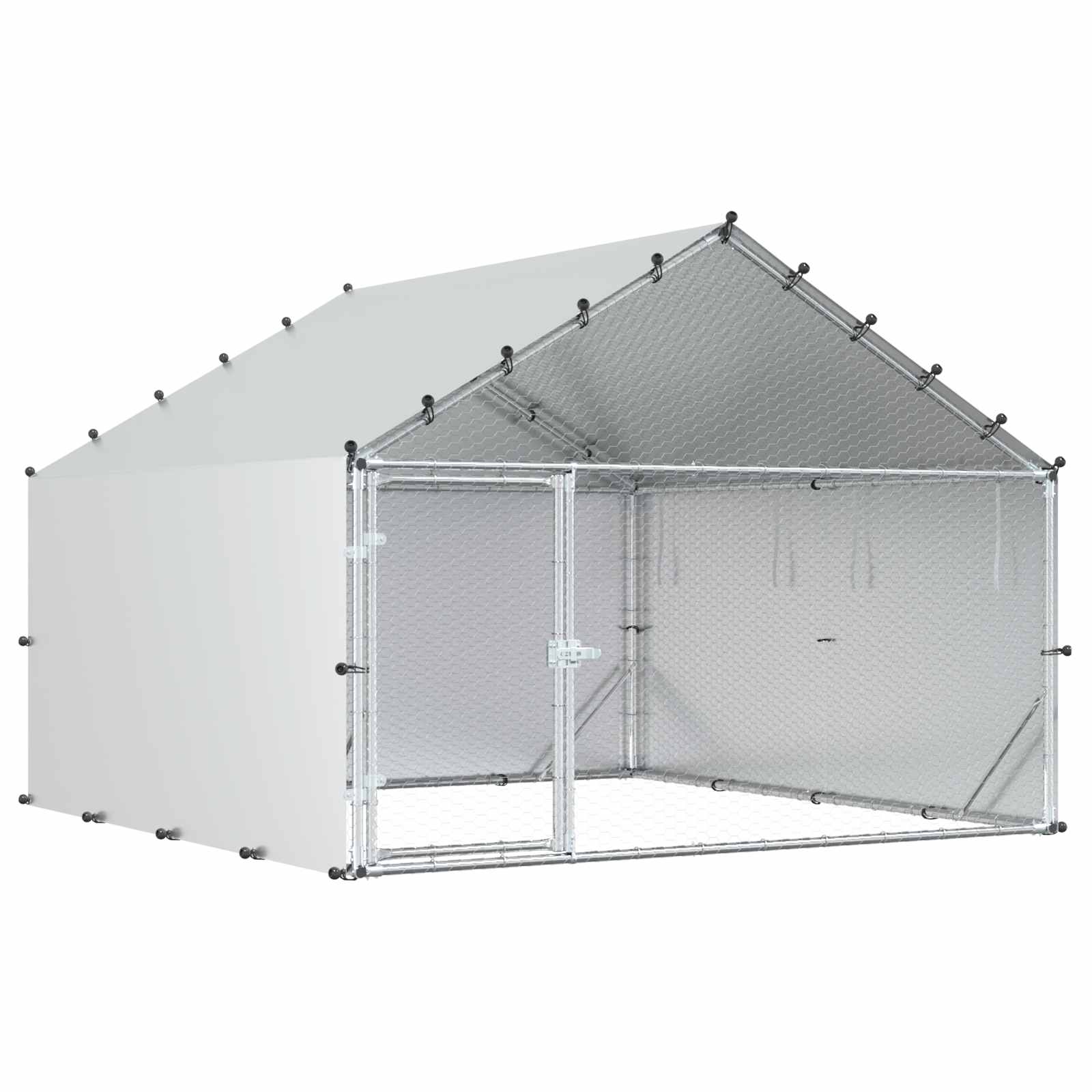 Pollaio con tetto Argento 200 x 200 x 150 cm Acciaio zincato