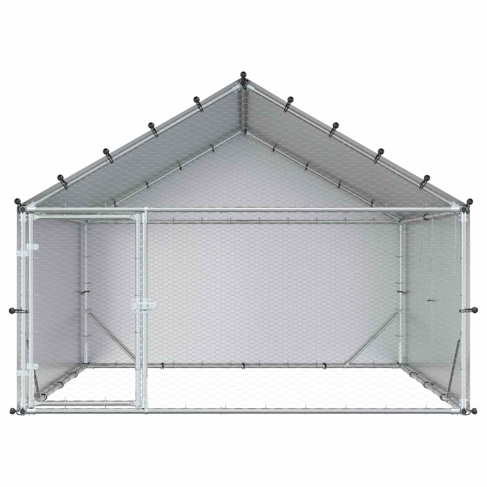 Pollaio con tetto Argento 200 x 200 x 150 cm Acciaio zincato