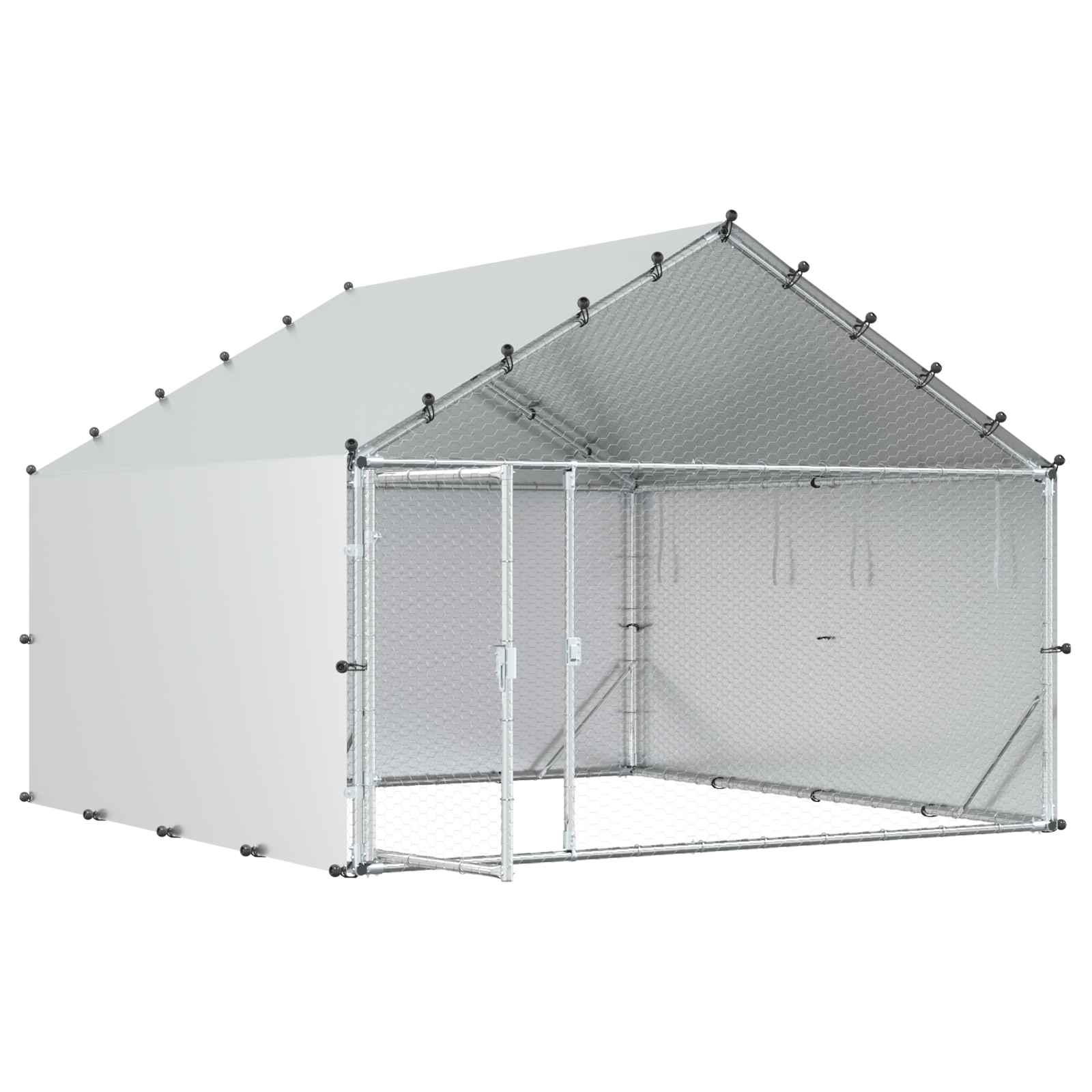 Pollaio con tetto Argento 200 x 200 x 150 cm Acciaio zincato