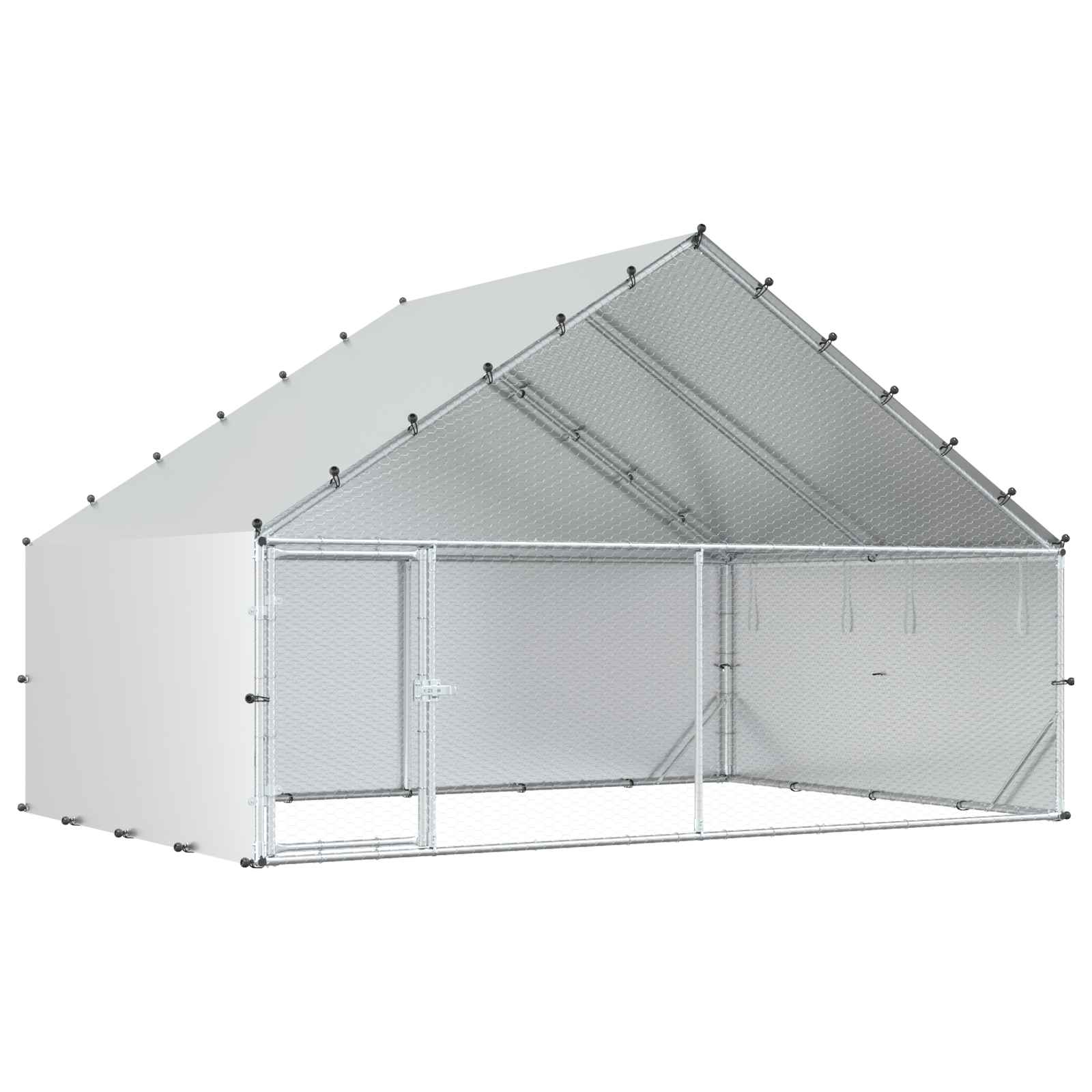 Pollaio con tetto Argento 300 x 200 x 190 cm Acciaio zincato