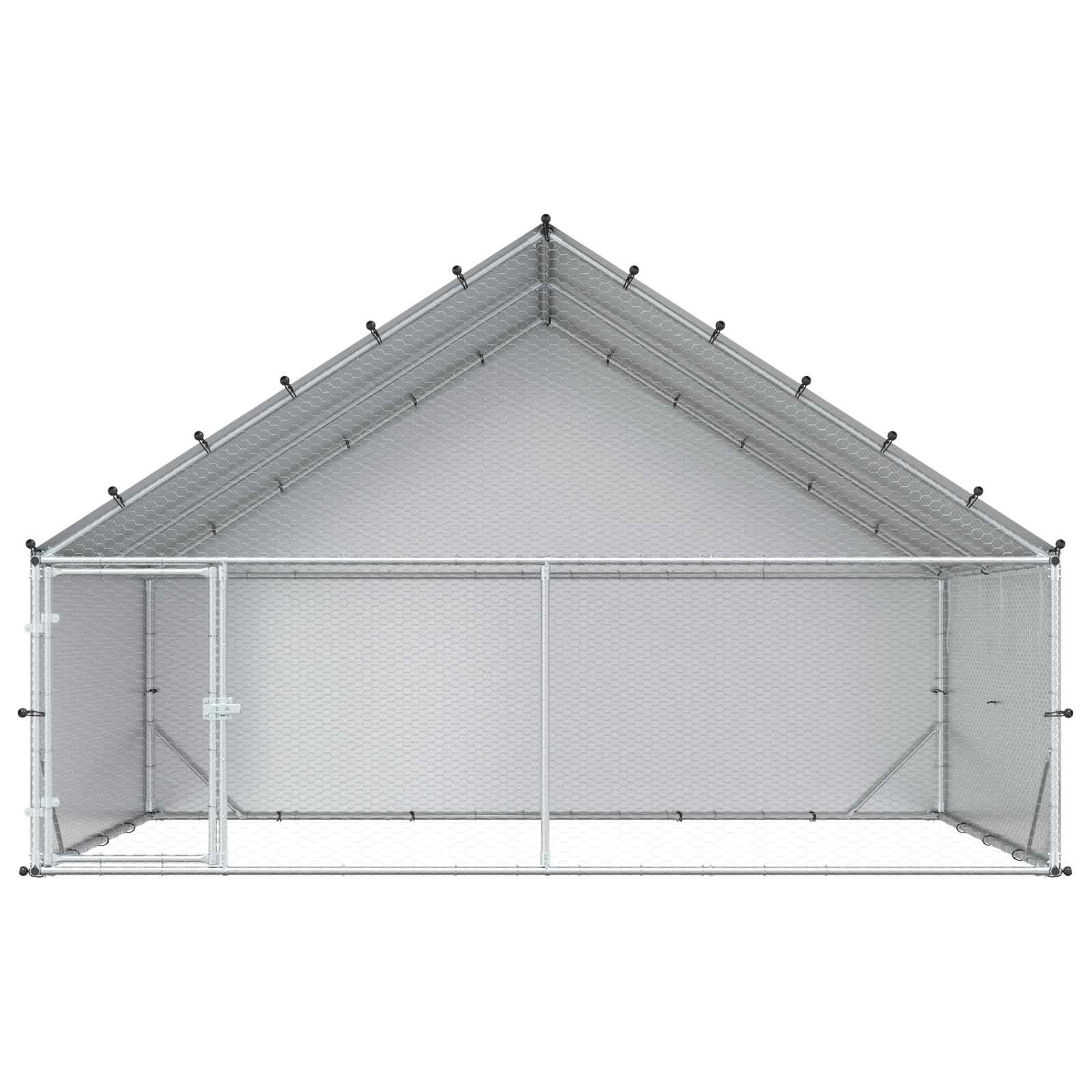 Pollaio con tetto Argento 300 x 200 x 190 cm Acciaio zincato