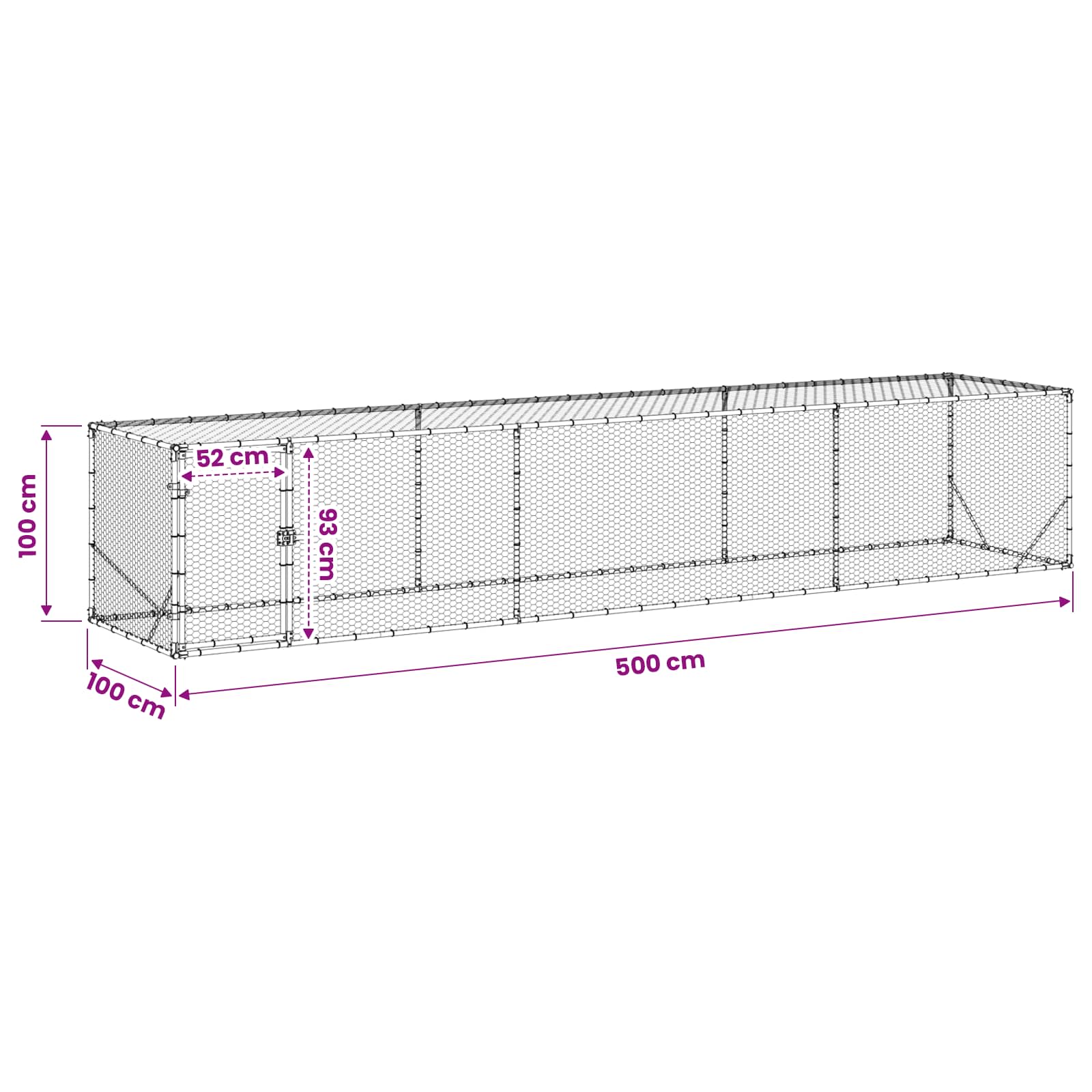 Pollaio Argento 500 x 100 x 100 cm Acciaio zincato