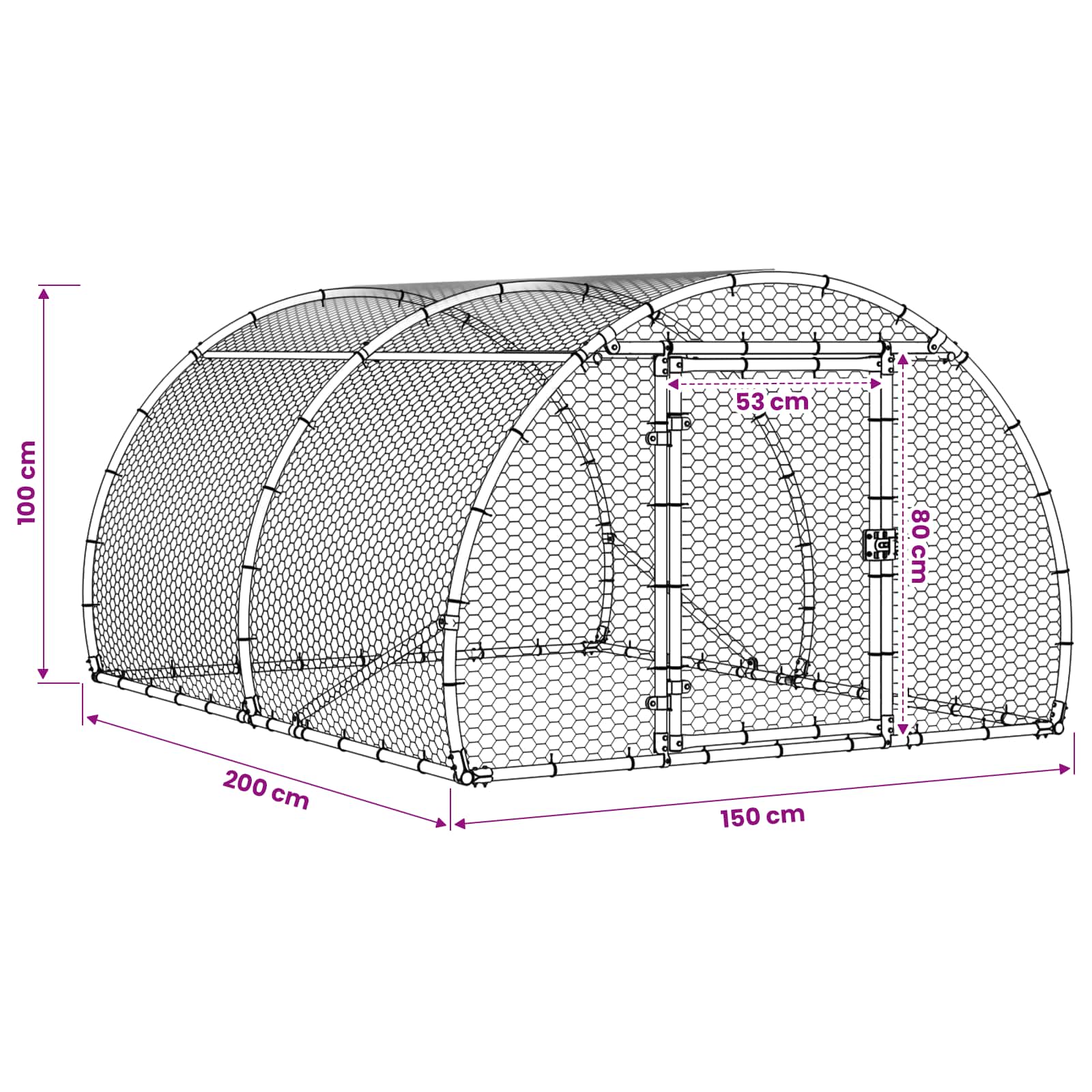 Pollaio Argento 200 x 150 x 100 cm Acciaio zincato