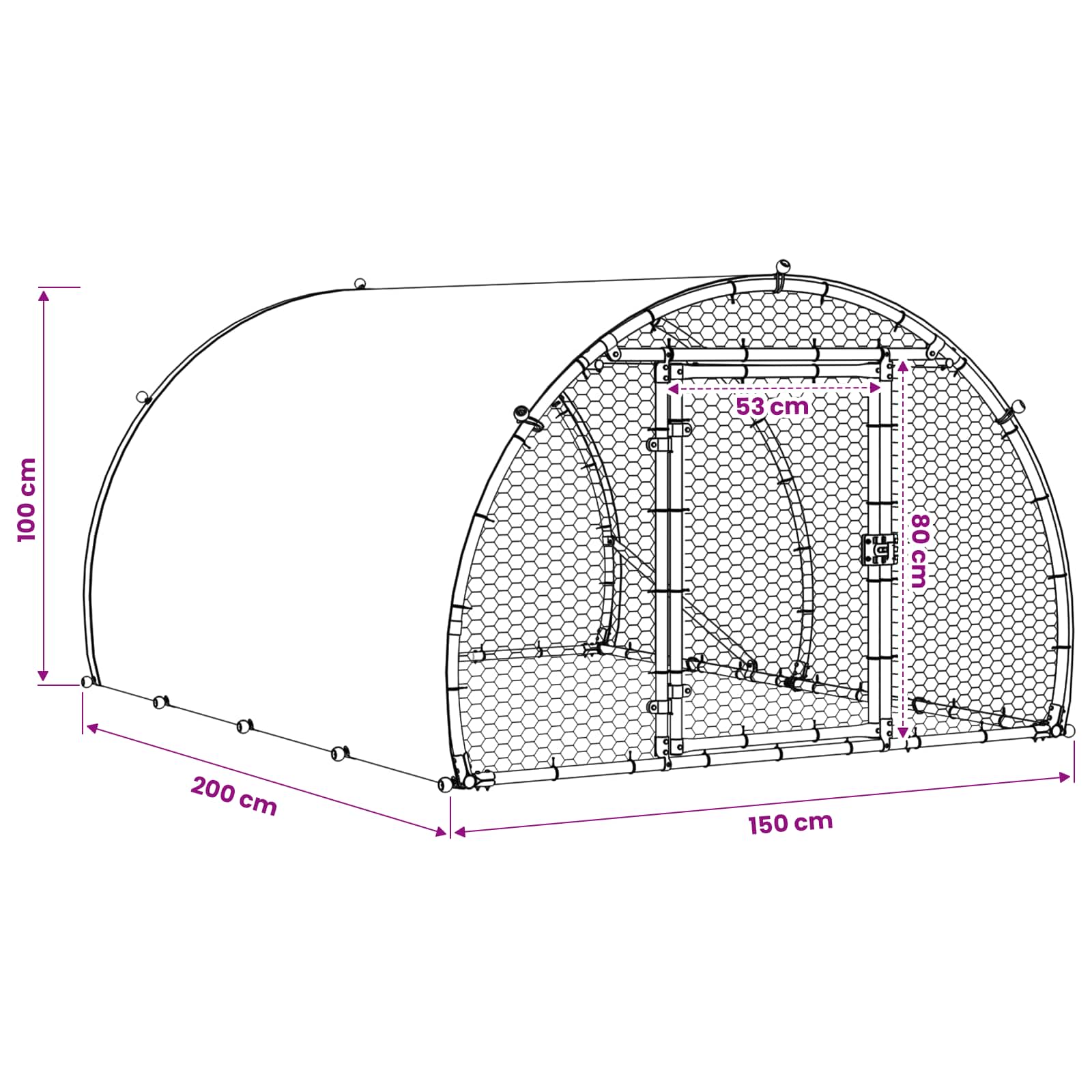 Pollaio Argento 200 x 150 x 100 cm Acciaio zincato