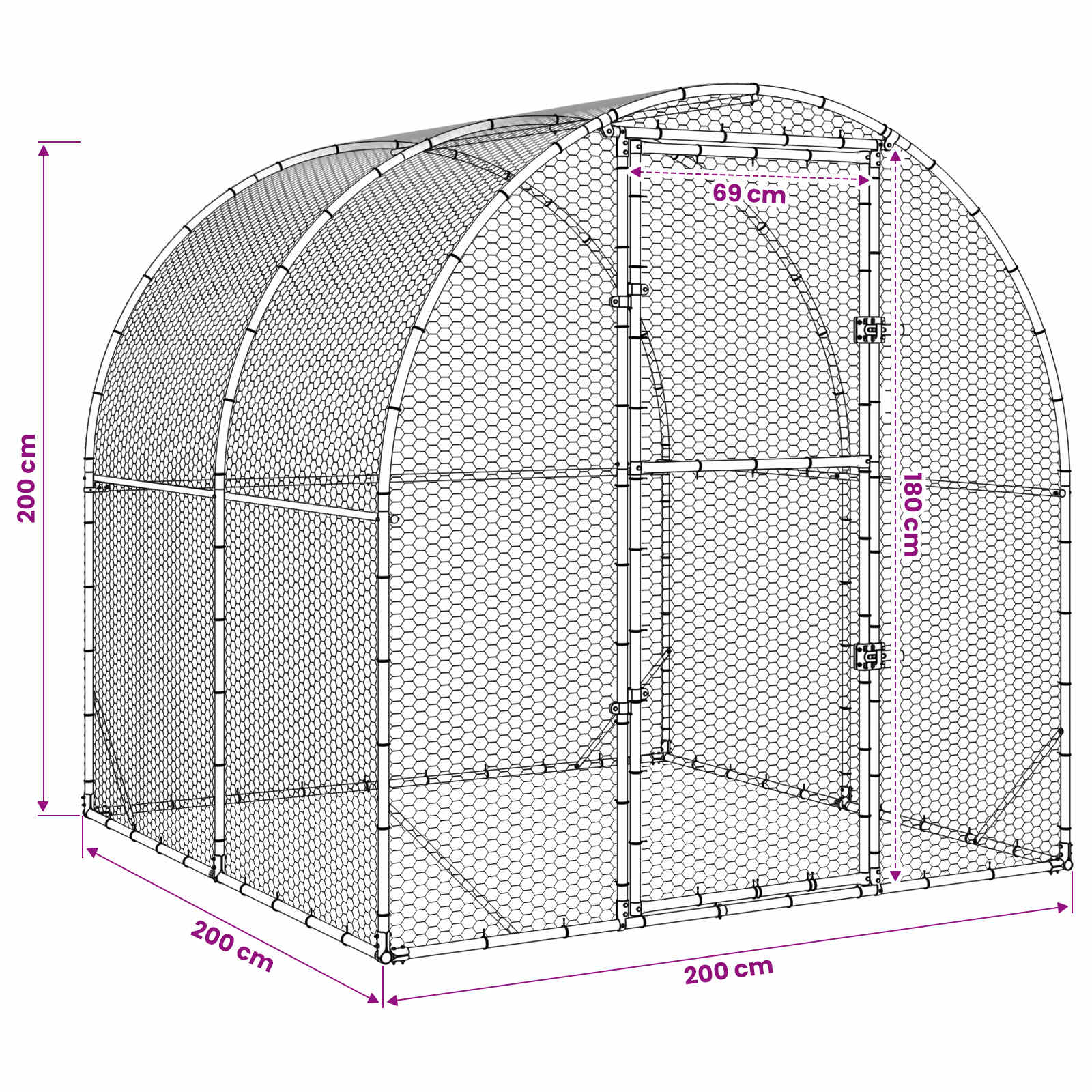 Pollaio Argento 200 x 200 x 200 cm Acciaio zincato