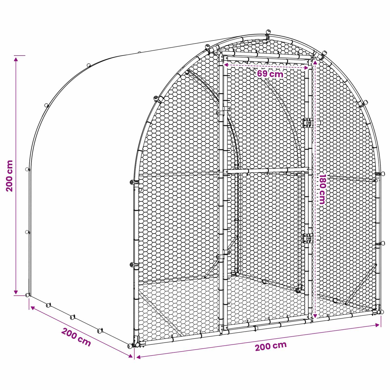 Pollaio Argento 200 x 200 x 200 cm Acciaio zincato