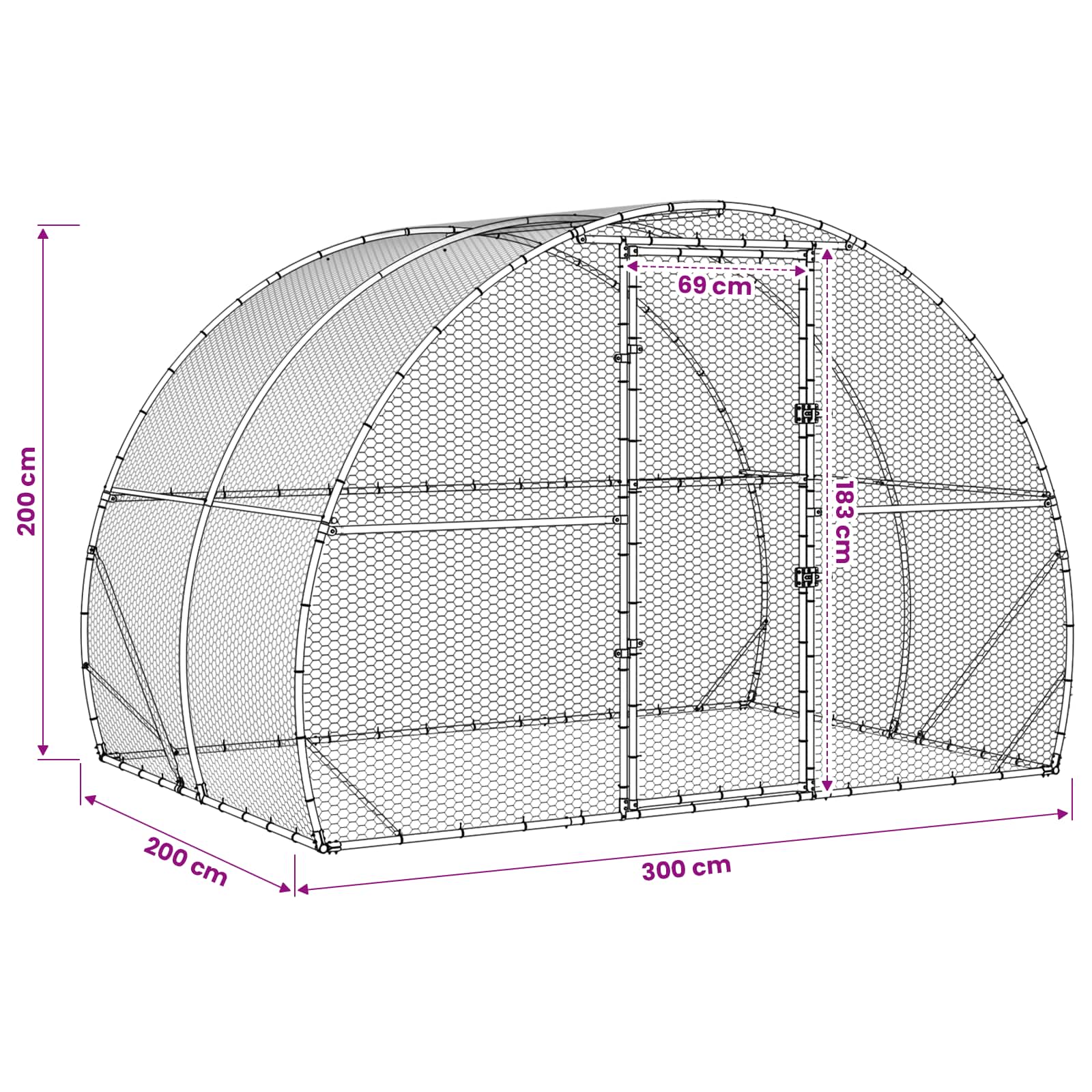 Pollaio Argento 200 x 300 x 200 cm Acciaio zincato