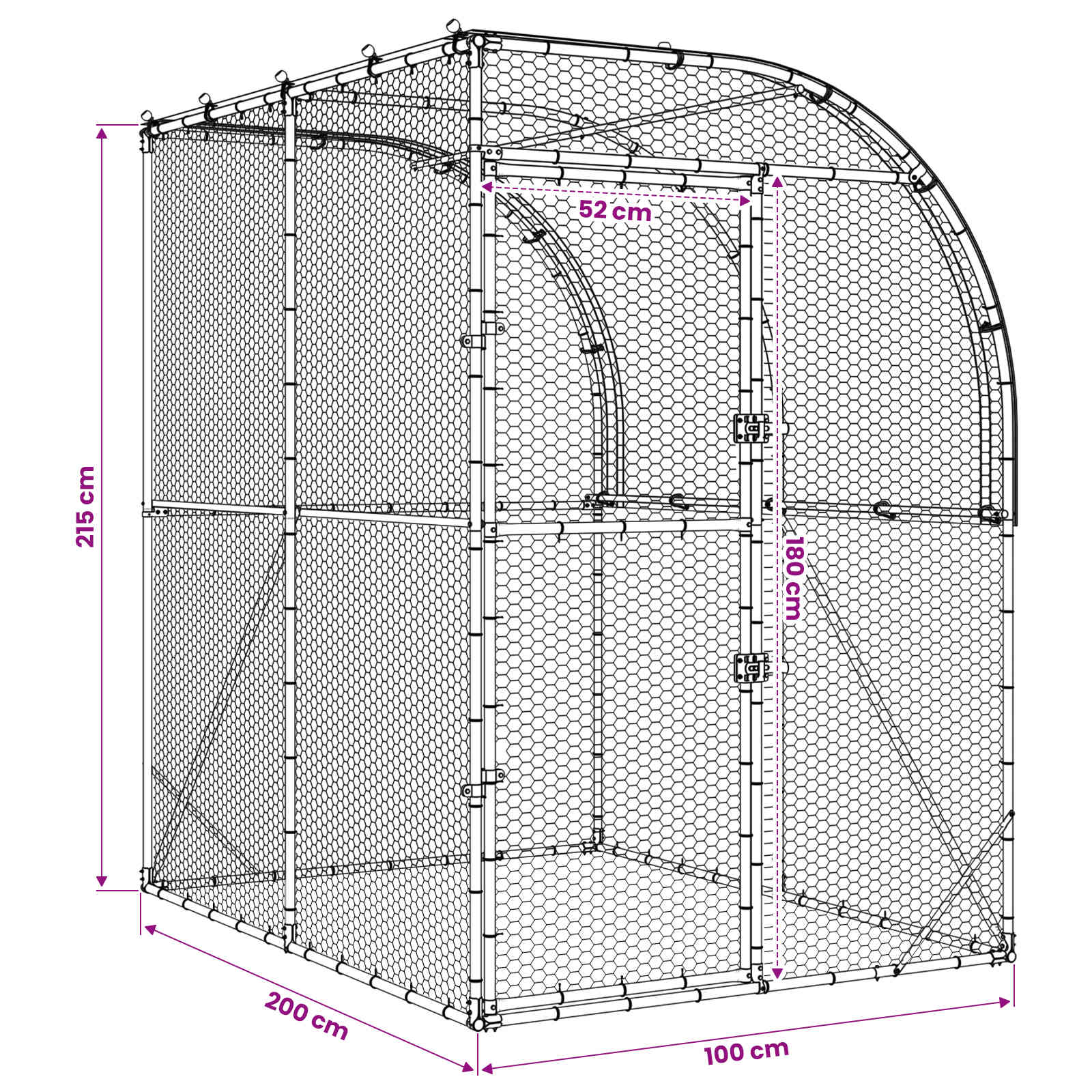 Pollaio Argento 200 x 200 x 215 cm Acciaio zincato