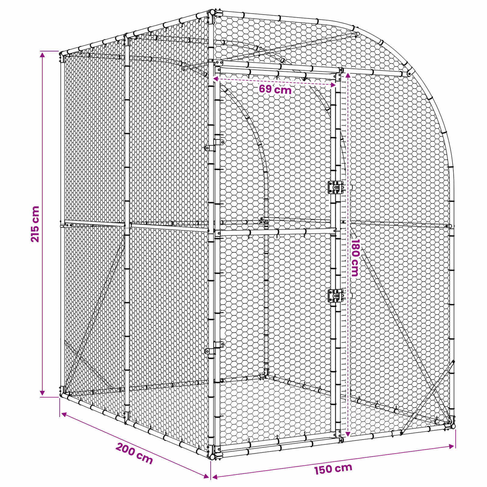 Pollaio Argento 200 x 200 x 215 cm Acciaio zincato