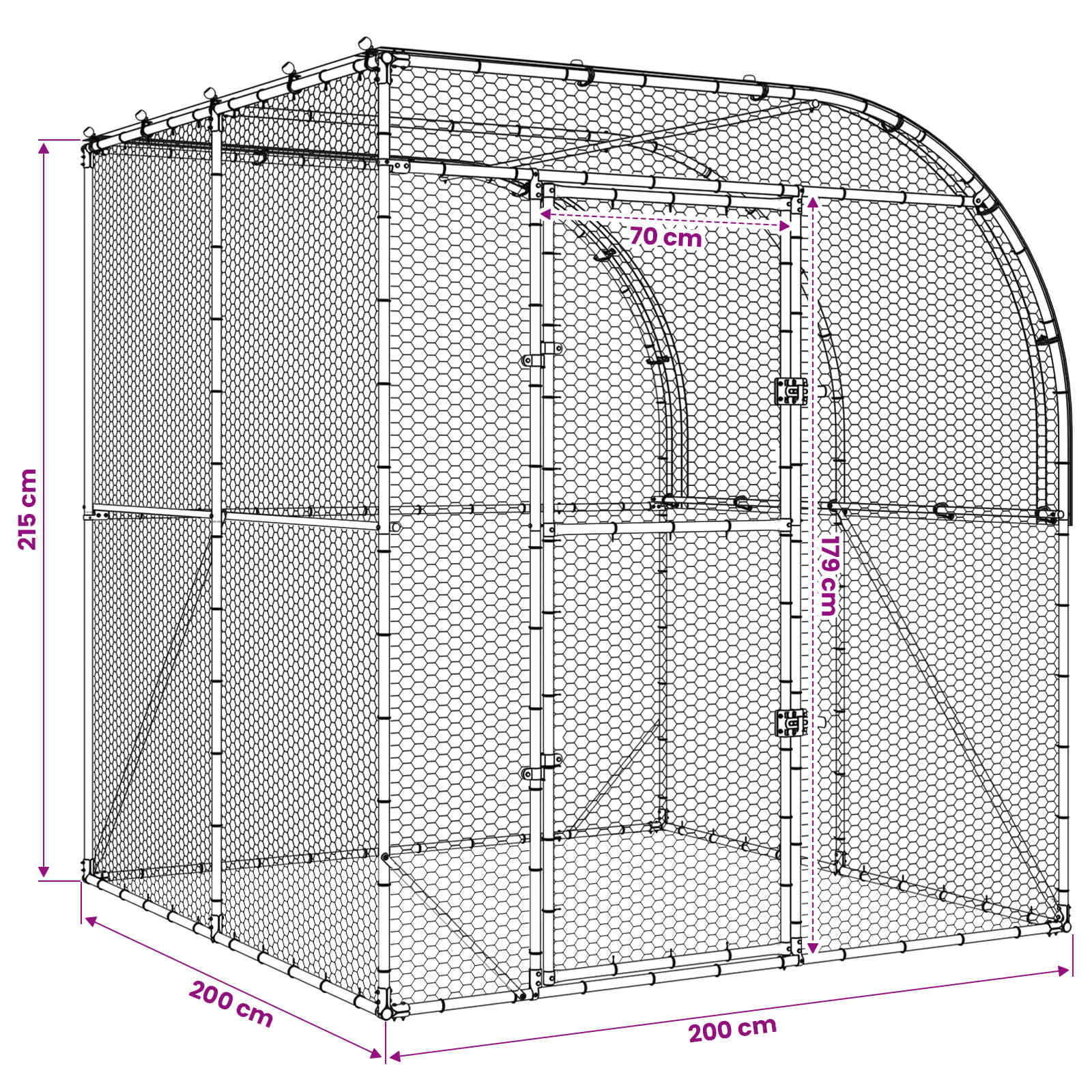 Pollaio Argento 200 x 200 x 215 cm Acciaio zincato