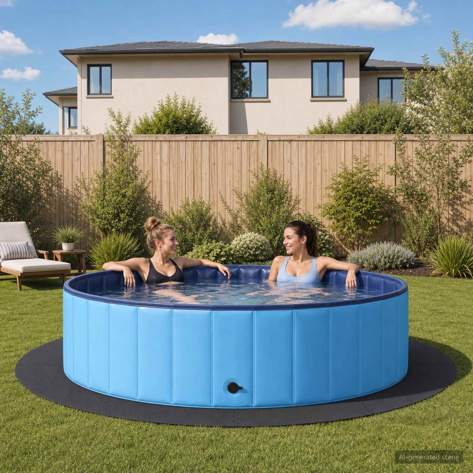 Tappetino per piscina 16 pz Ø 235 cm Rotondo Schiuma EVA Nero