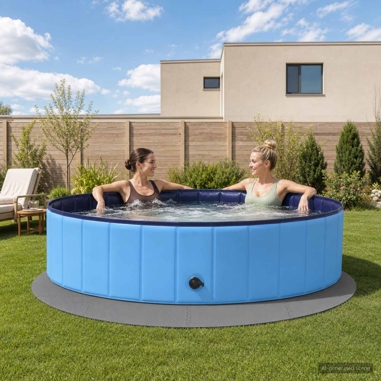 Tappetino per piscina 16 pz Ø 235 cm Rotondo Schiuma EVA Grigio
