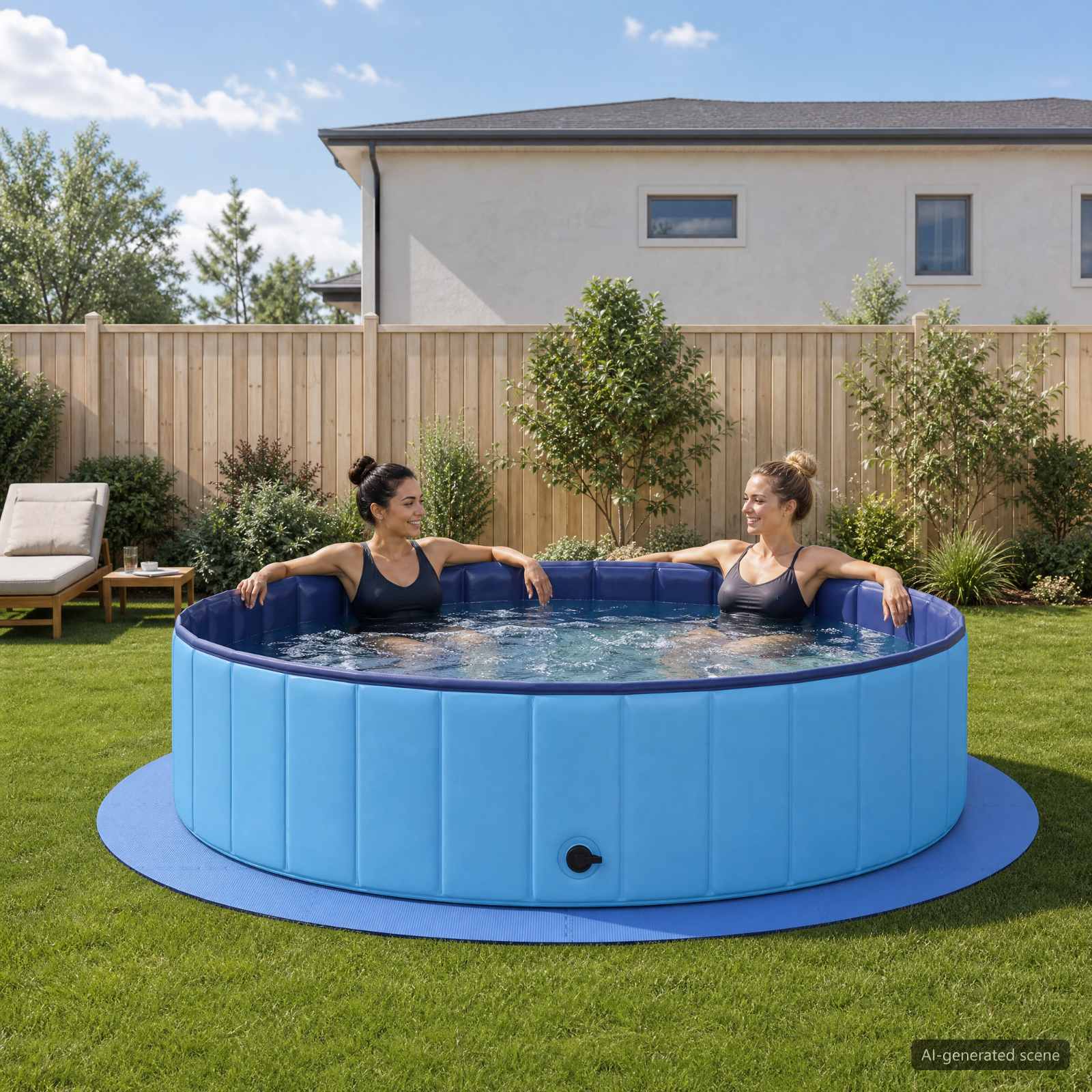 Tappetino per piscina 16 pz Ø 235 cm Rotondo Schiuma EVA Blu