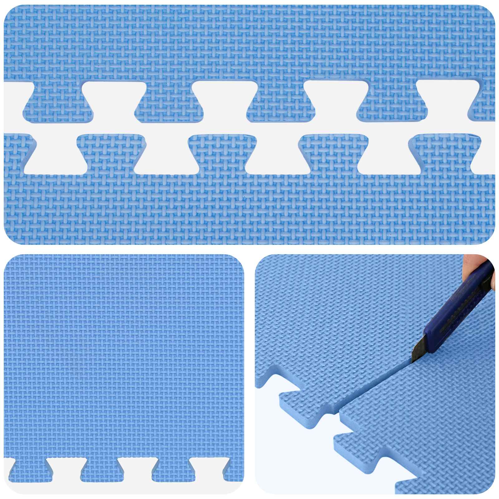 Tappetino per piscina 16 pz Ø 235 cm Rotondo Schiuma EVA Blu