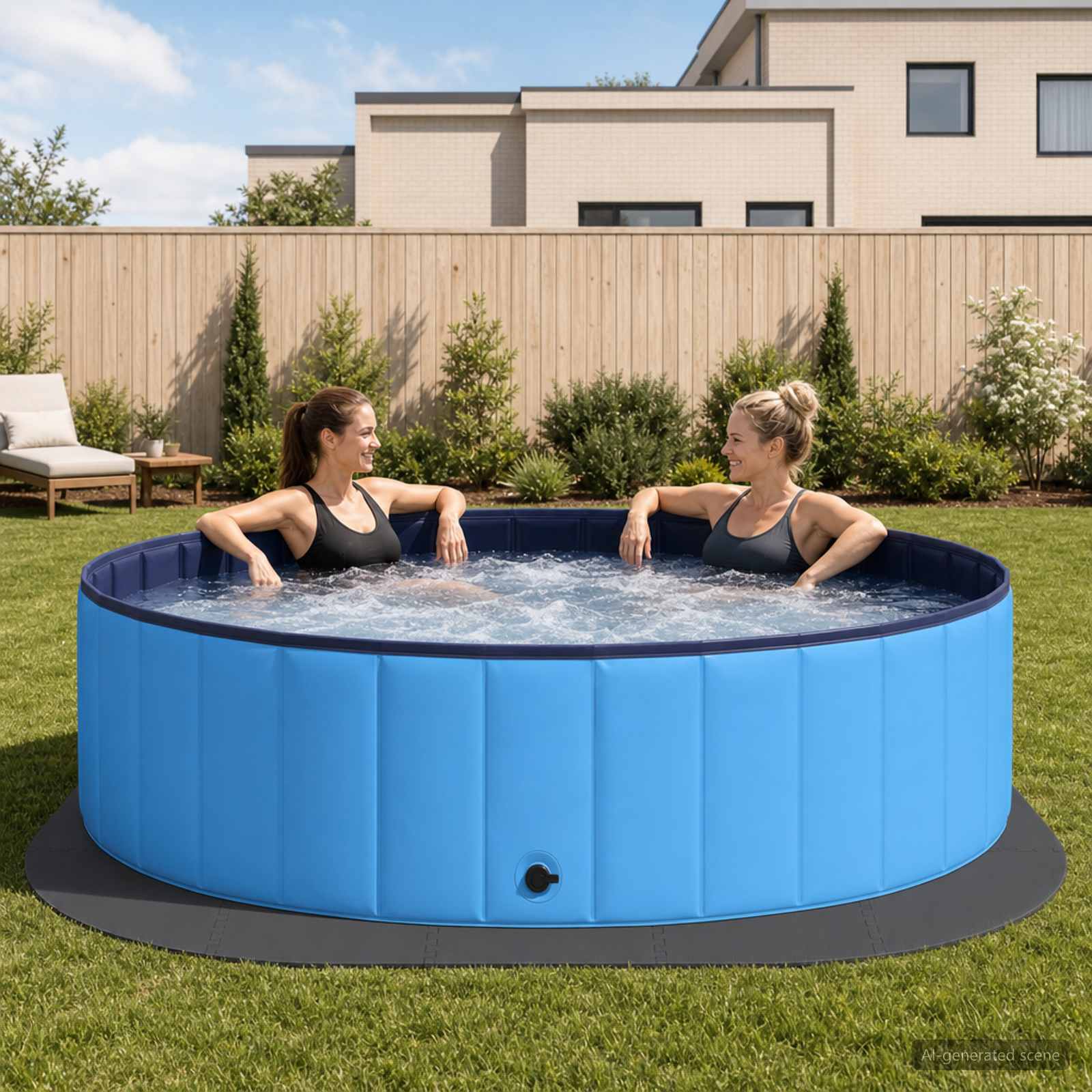 Tappetino per piscina 25 pz Ø 292 cm Rotondo Schiuma EVA Nero