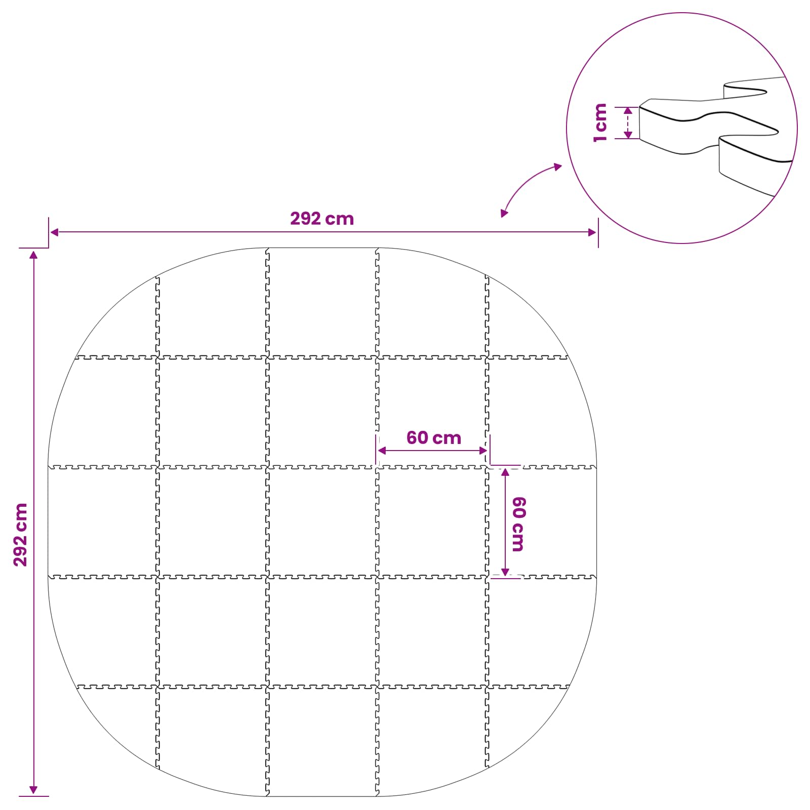 Tappetino per piscina 25 pz Ø 292 cm Rotondo Schiuma EVA Grigio