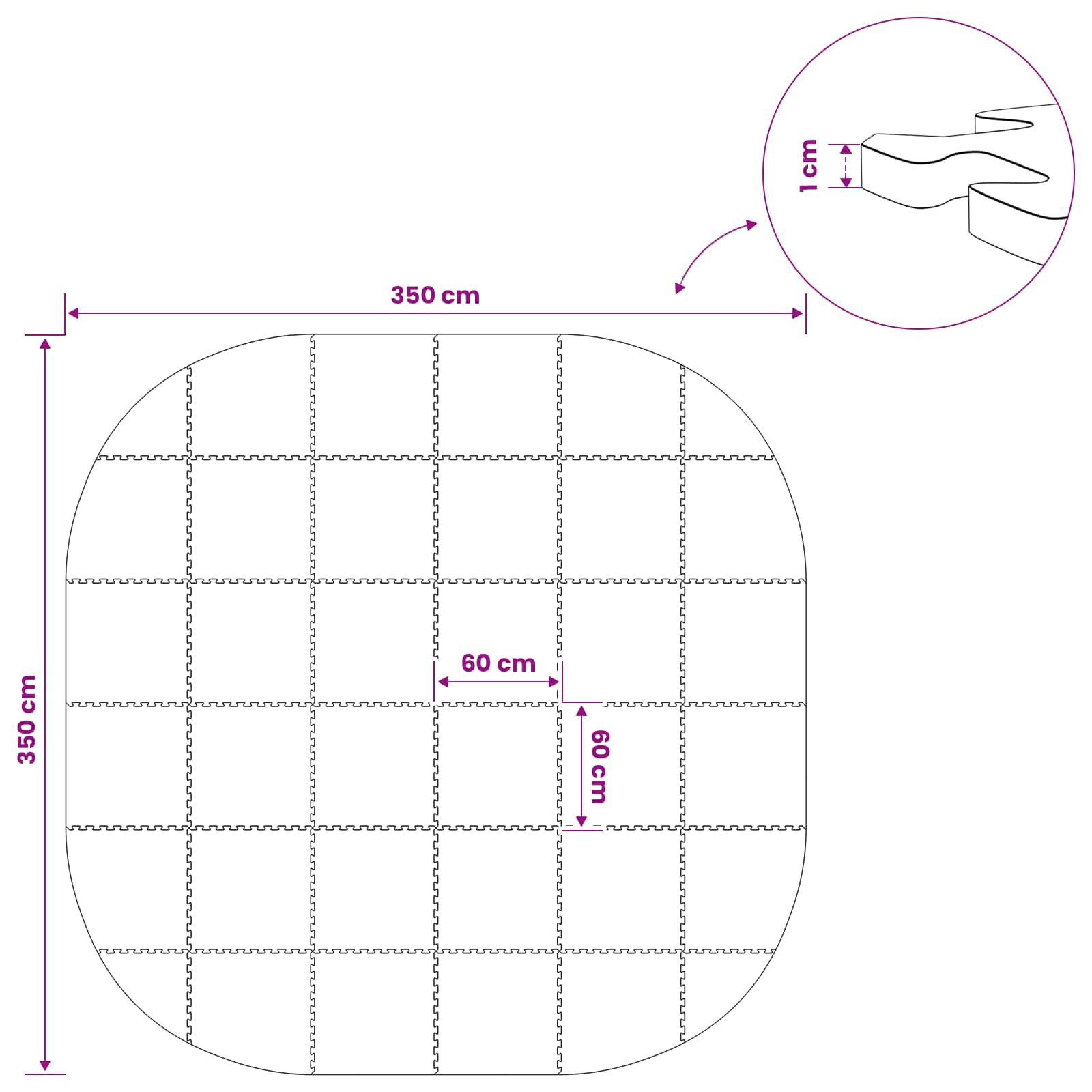 Tappetino per piscina 36 pz Ø 350 cm Rotondo Schiuma EVA Grigio