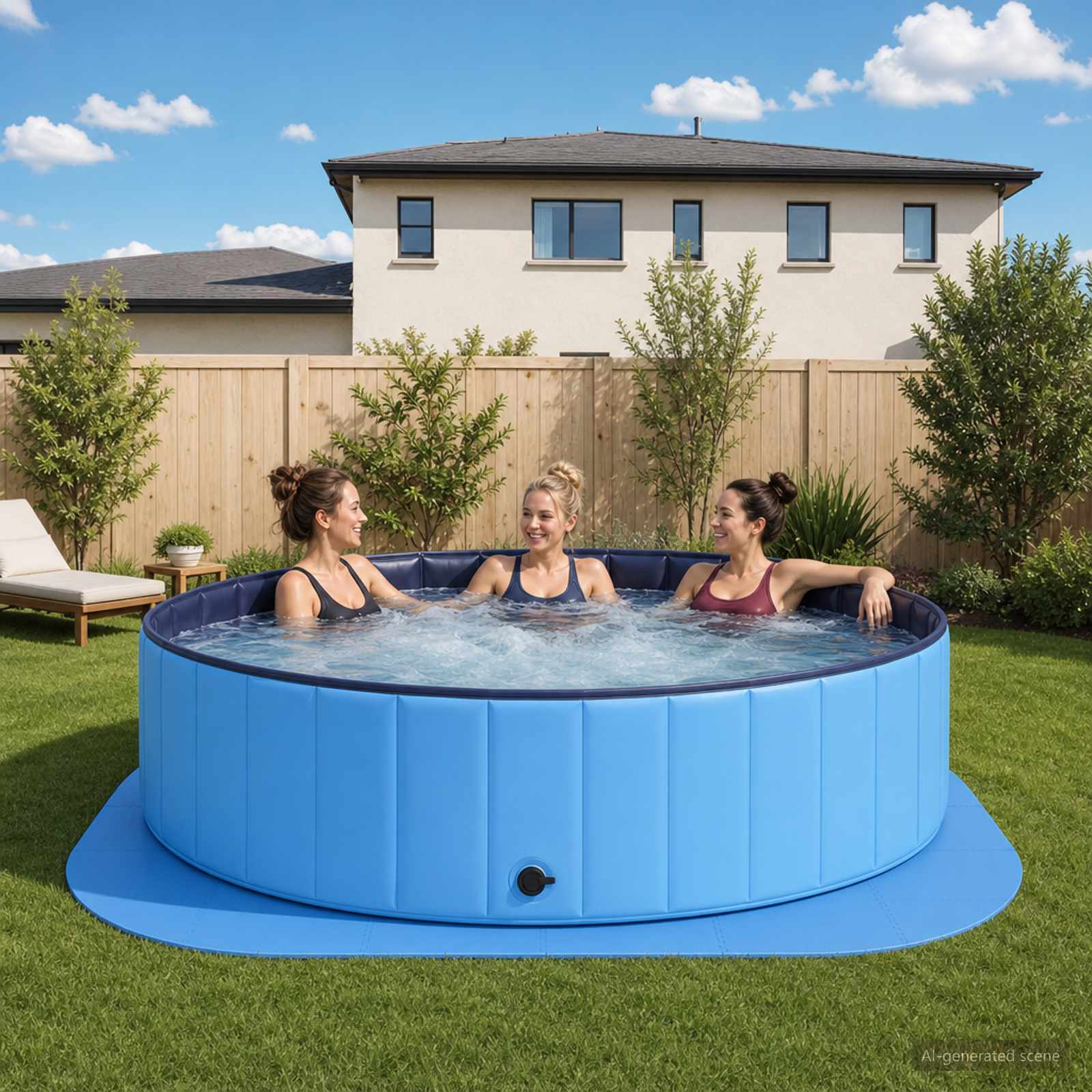 Tappetino per piscina 36 pz Ø 350 cm Rotondo Schiuma EVA Blu