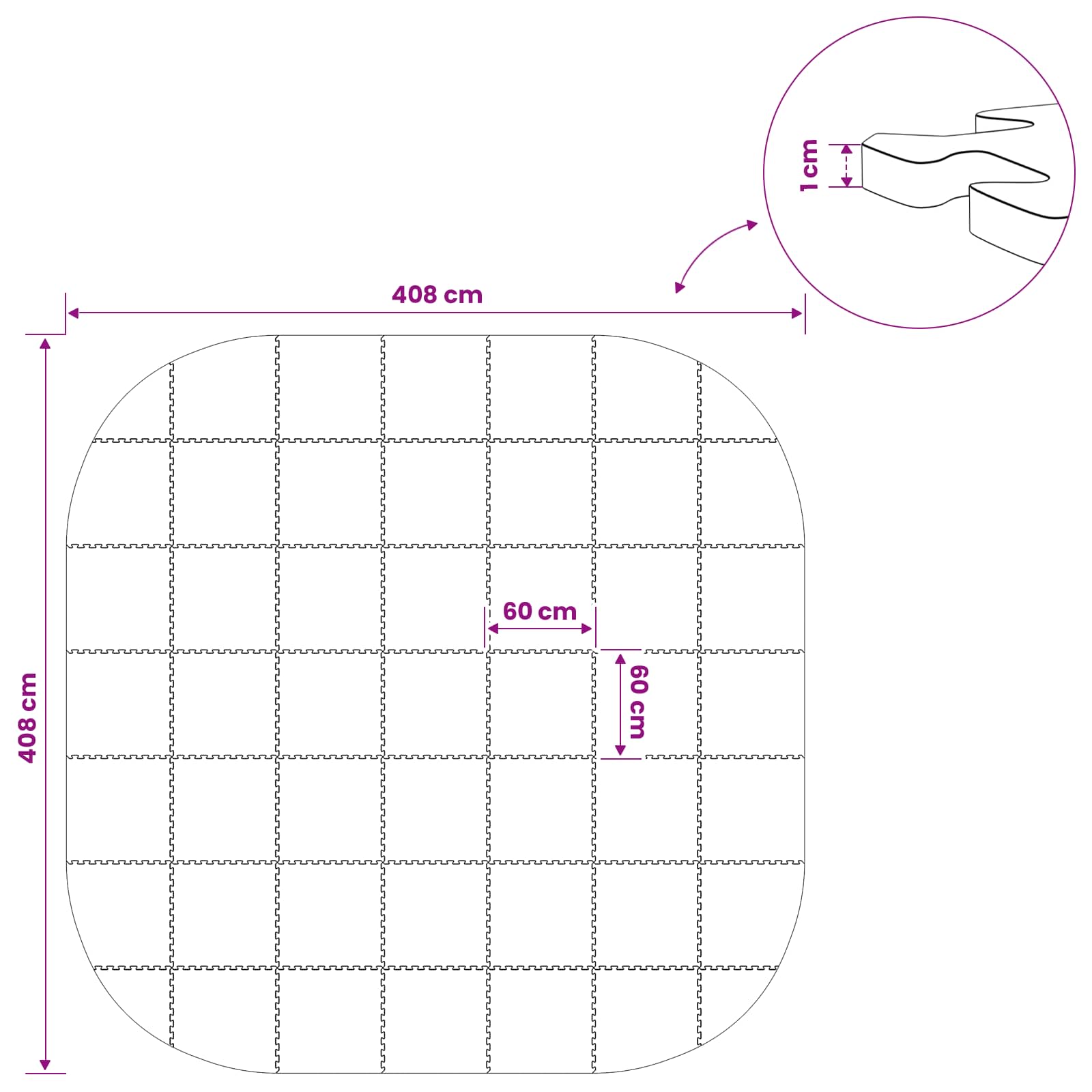 Tappetino per piscina 49 pz Ø 408 cm Rotondo Schiuma EVA Grigio