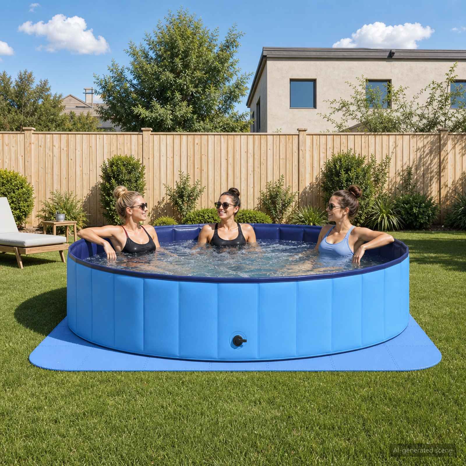 Tappetino per piscina 49 pz Ø 408 cm Rotondo Schiuma EVA Blu