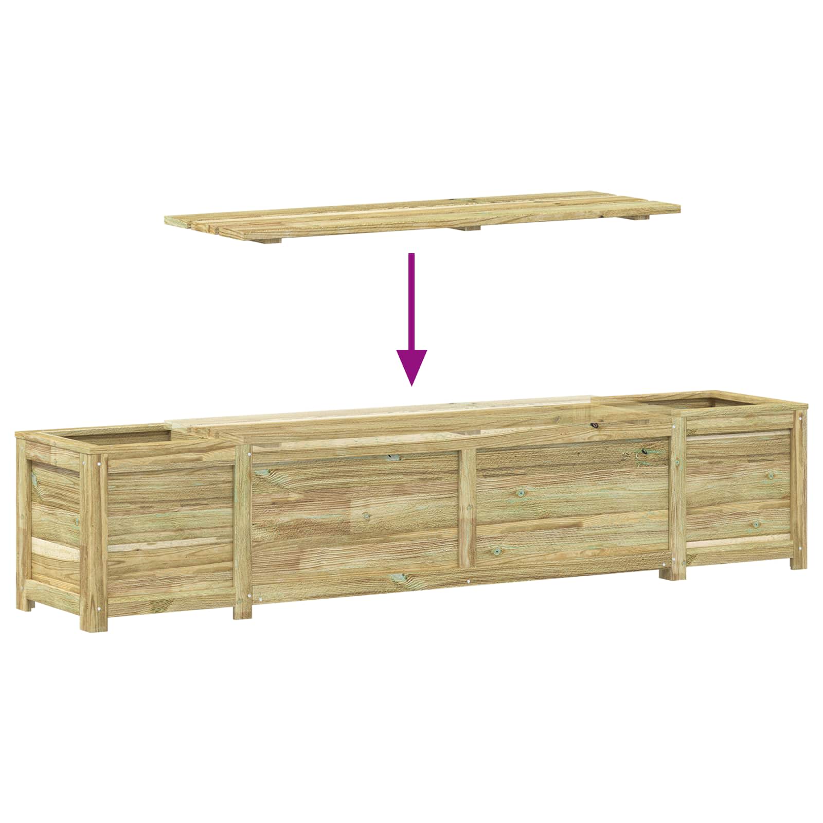 Panchina da giardino con fioriera Legno di Pino Impregnato