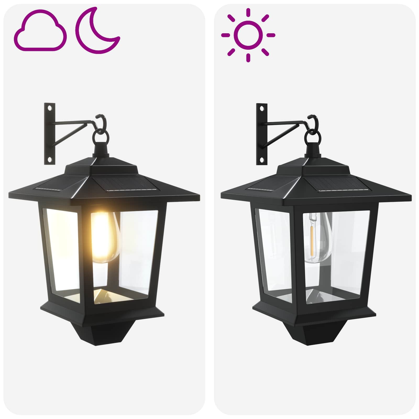 Lampada da Muro with LED Bulb 2 pz Nero 19 x 14 x 25 cm