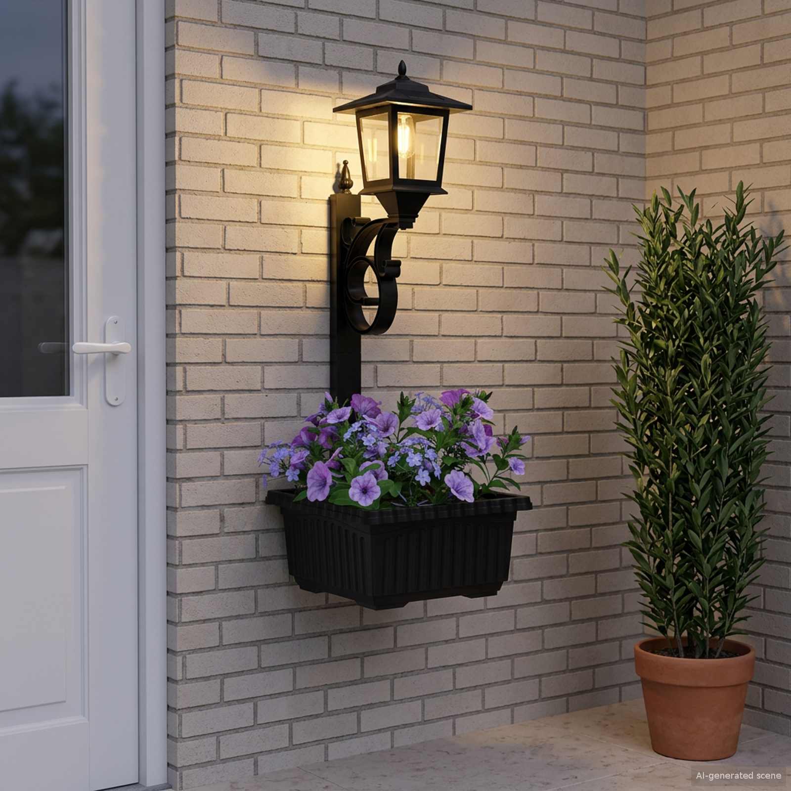 Applique con Vaso with LED Bulb Nero 29 x 28 x 74 cm ABS e PP