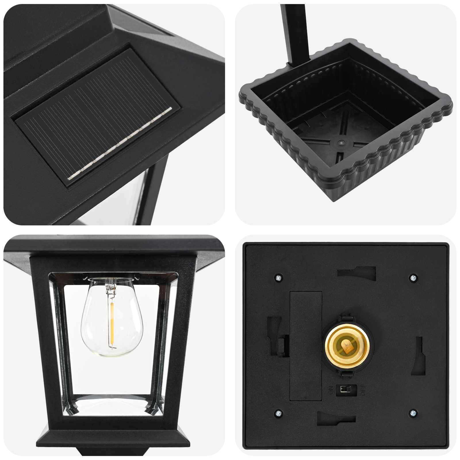 Applique con Vaso with LED Bulb Nero 29 x 28 x 74 cm ABS e PP
