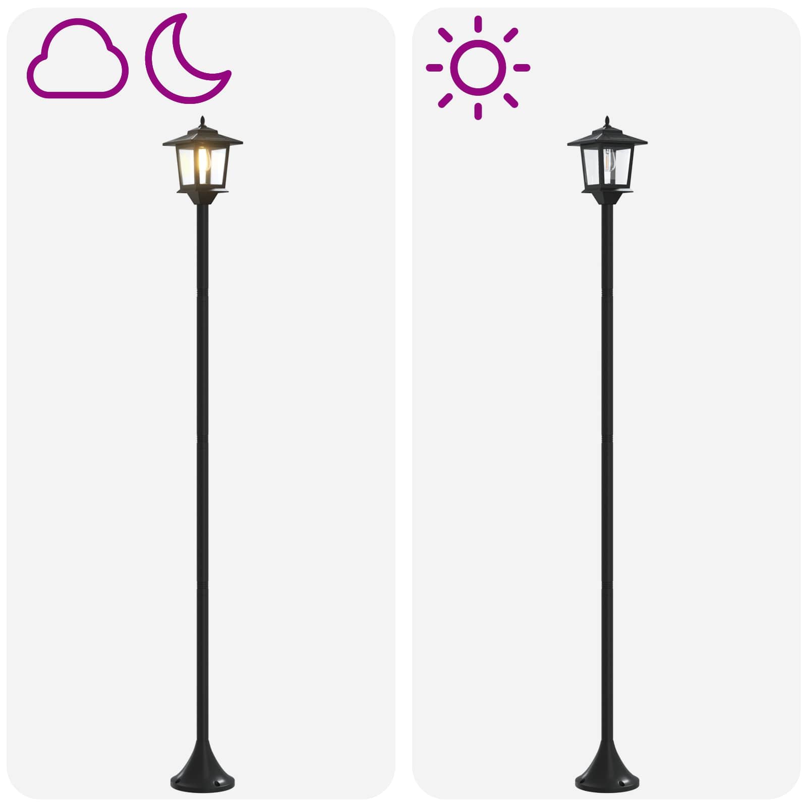 Set di Lampioni with LED Bulb 2 pz Nero 16 x 16 x 156 cm