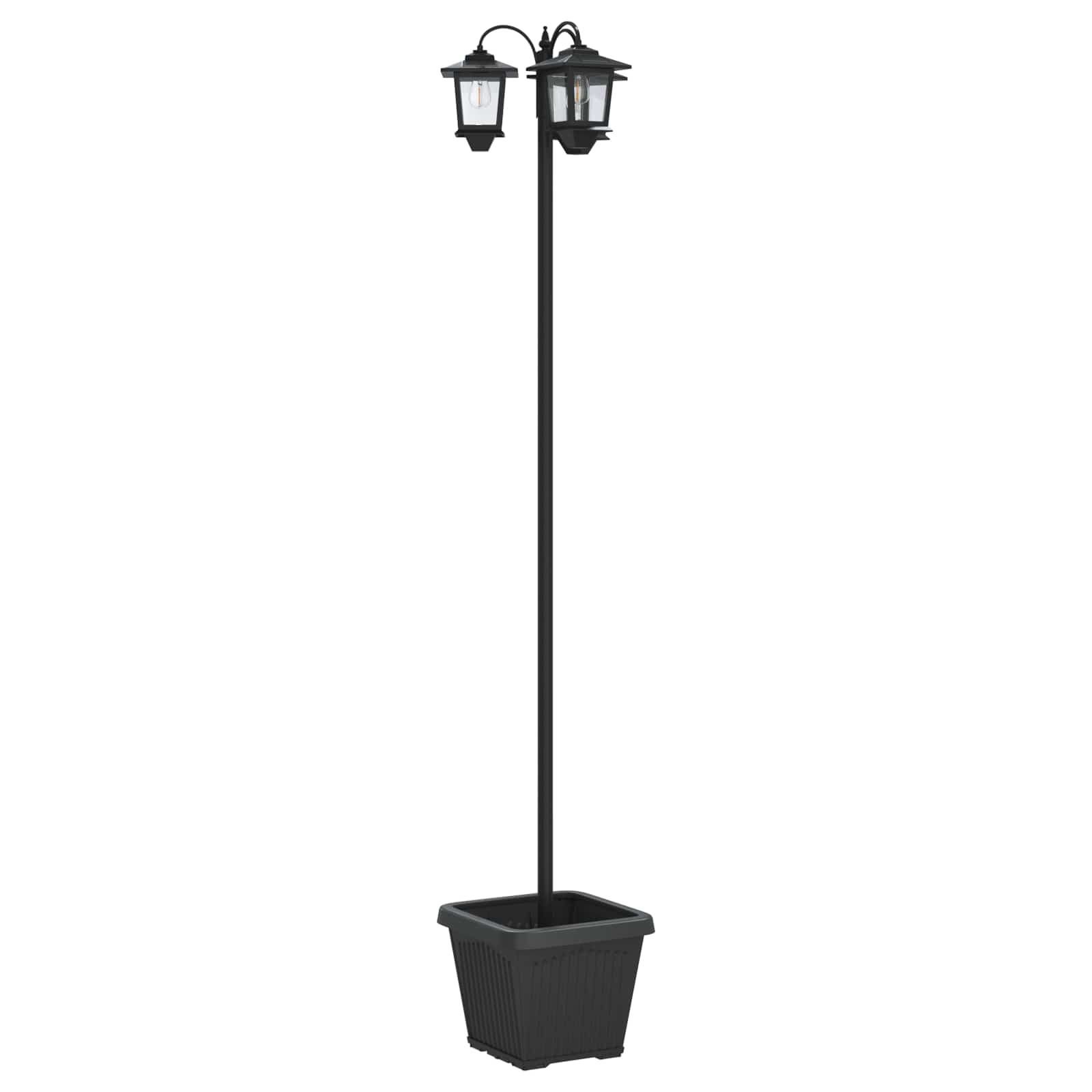 Lampione a 3 teste con vasi with LED Bulb Nero 32 x 32 x 188 cm