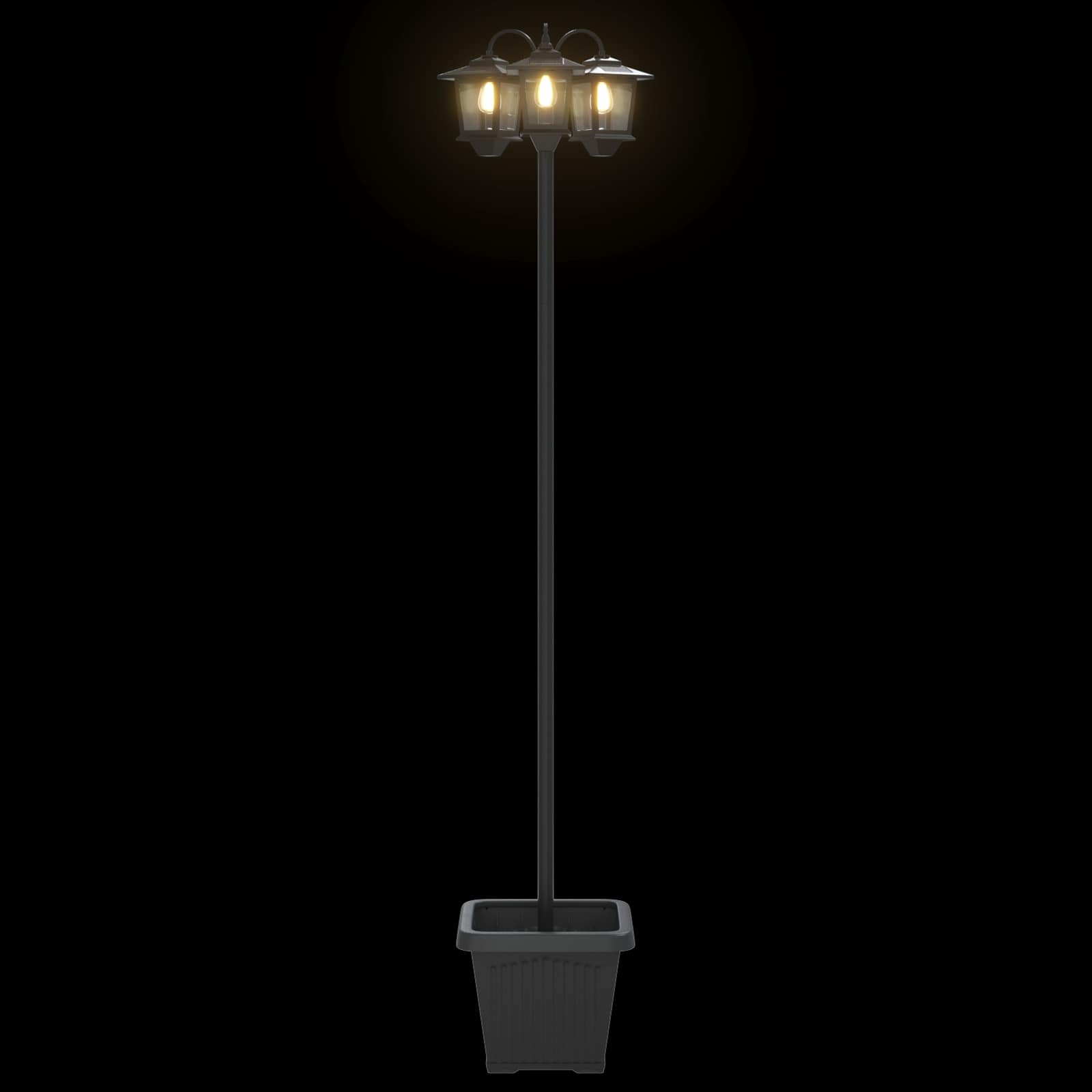 Lampione a 3 teste con vasi with LED Bulb Nero 32 x 32 x 188 cm