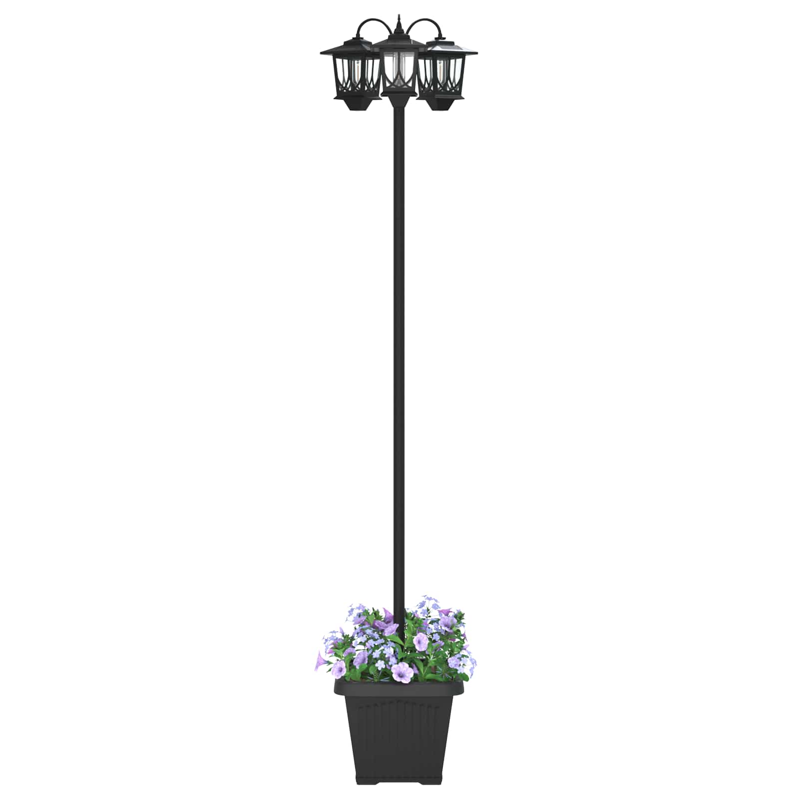 Lampione a 3 teste Nero 32 x 32 x 188 cm Alluminio e ABS