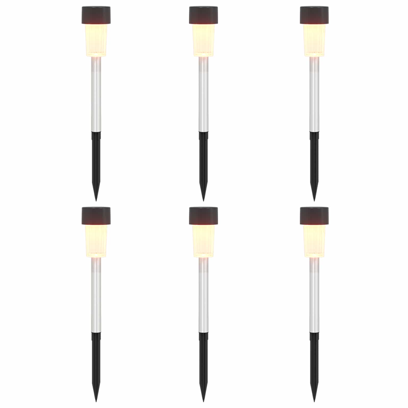 Luci solari da esterno con picchetto 6 pz Bianco caldo 29,5 cm