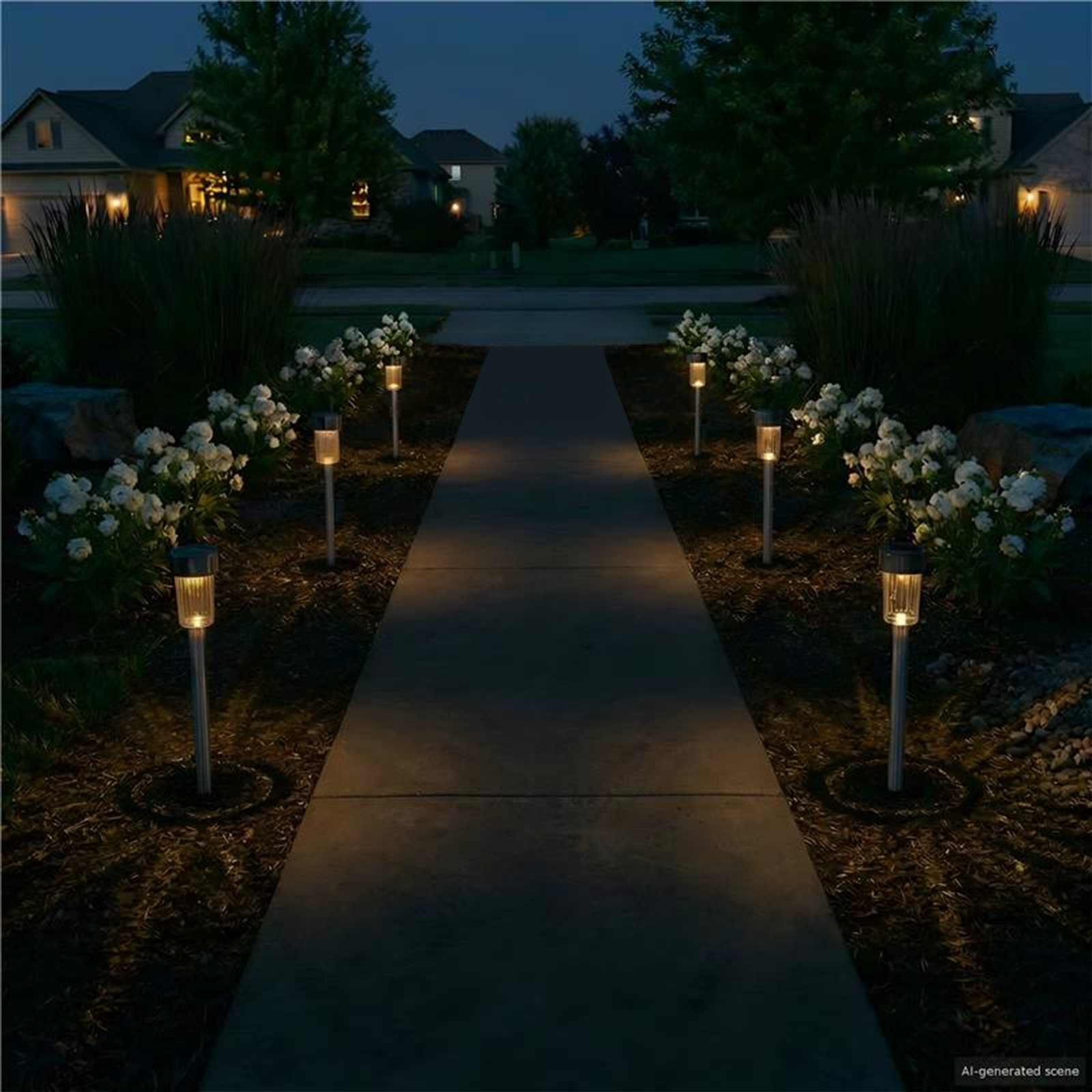 Luci solari da esterno con picchetto 6 pz Bianco caldo 29,5 cm