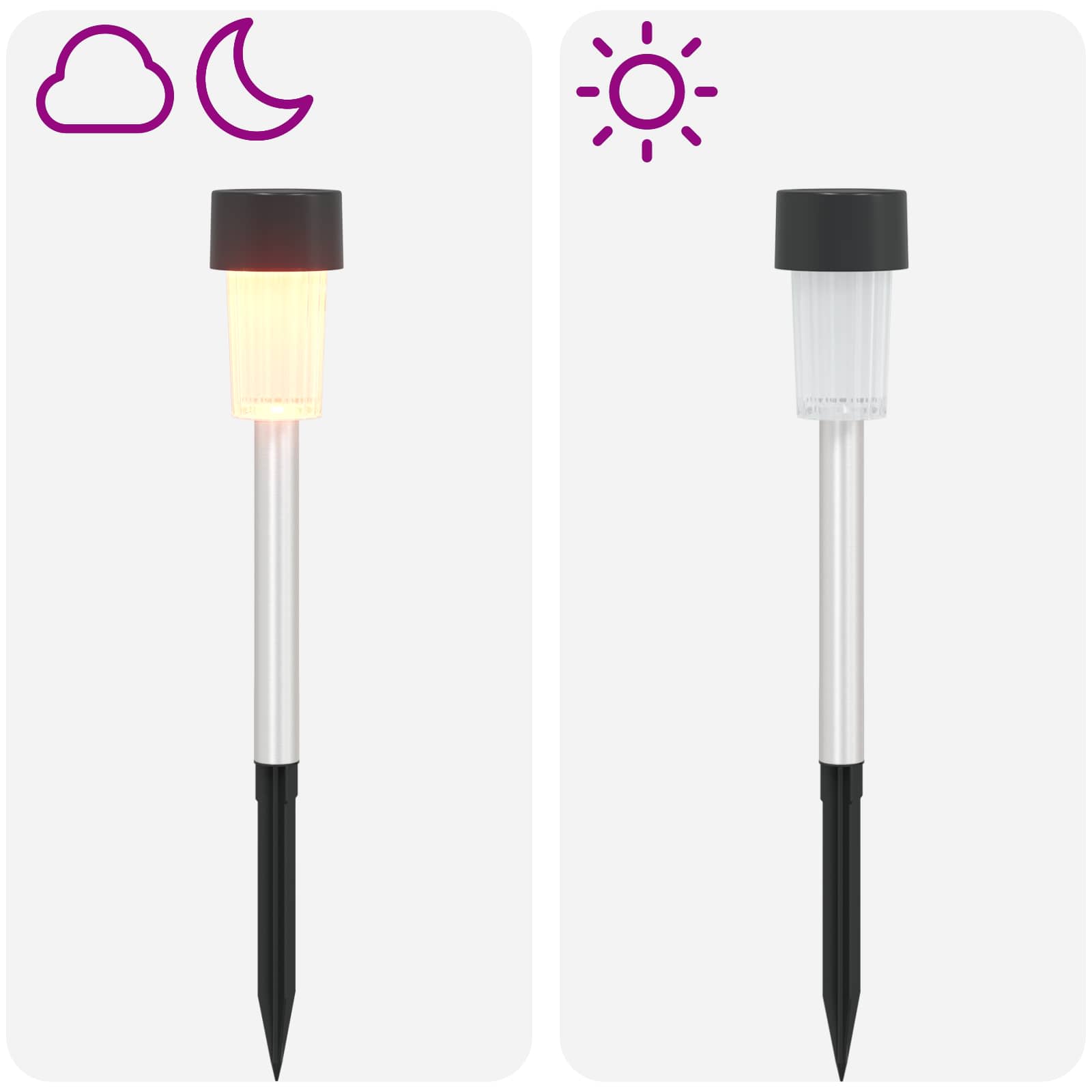 Luci solari da esterno con picchetto 12 pz Bianco caldo 29,5 cm