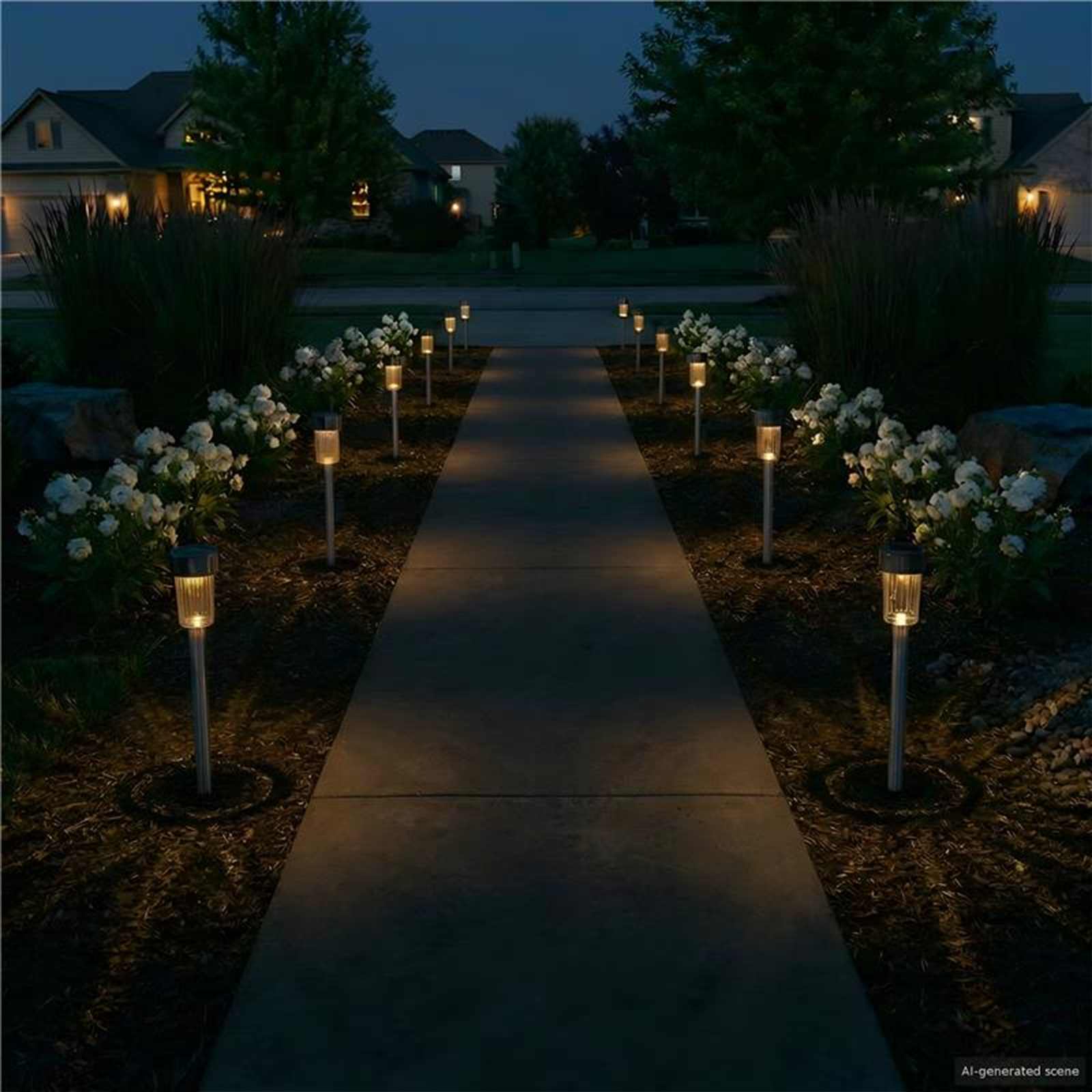 Luci solari da esterno con picchetto 24 pz Bianco caldo 29,5 cm