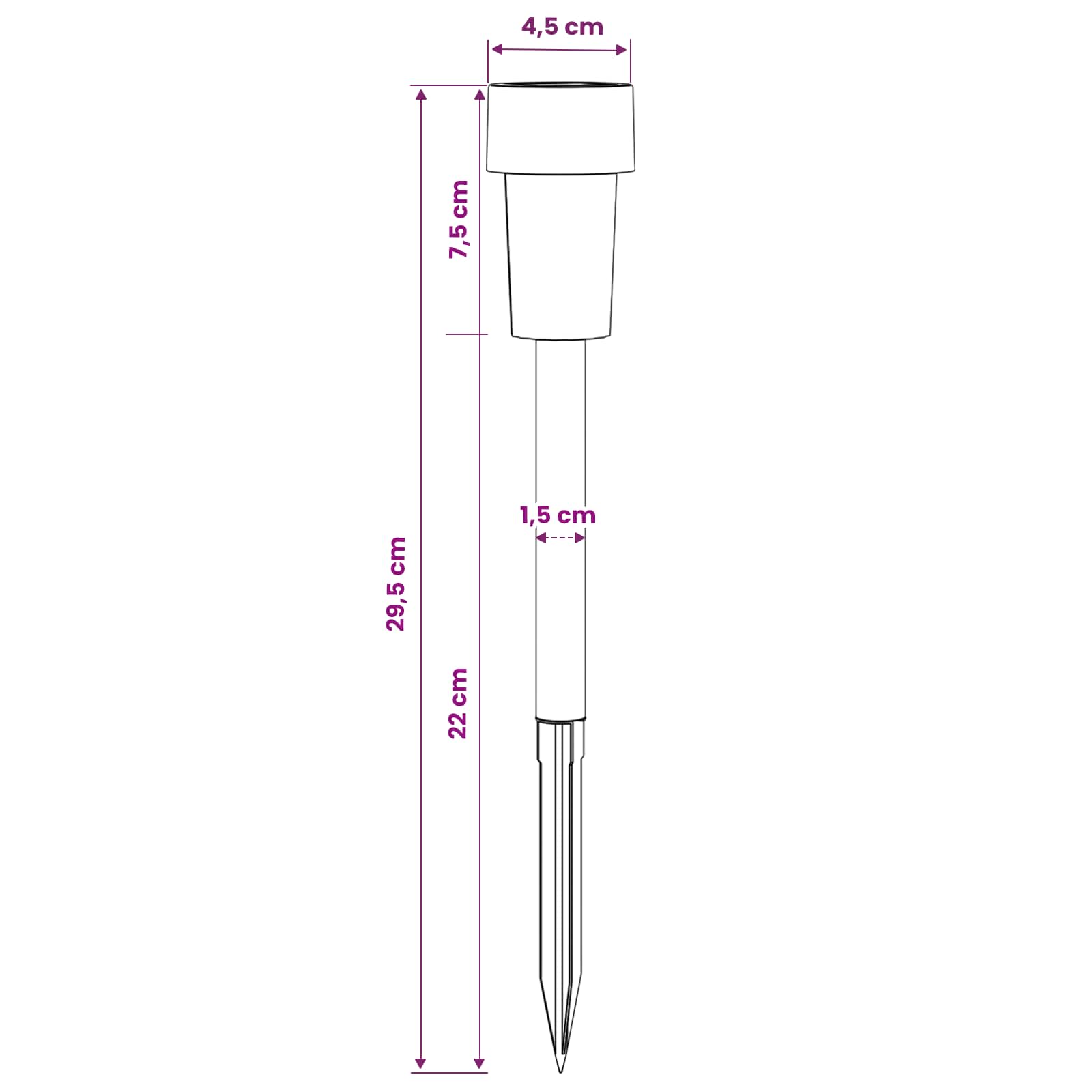 Luci solari da esterno con picchetto 24 pz Bianco caldo 29,5 cm