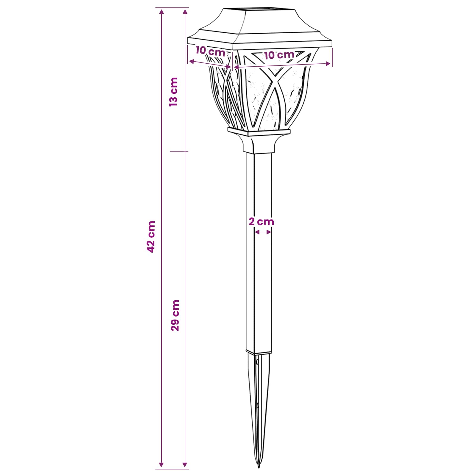 Luci solari da esterno con picchetto 12 pz Bianco caldo 42 cm