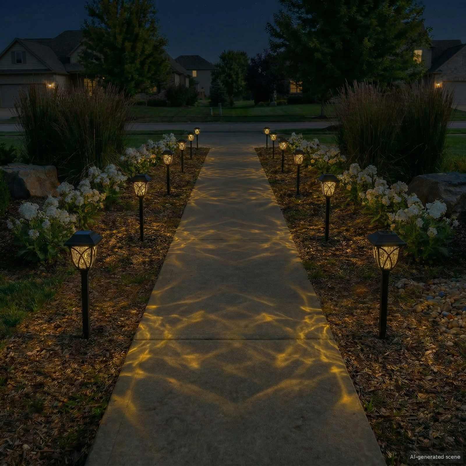 Luci solari da esterno con picchetto 24 pz Bianco caldo 42 cm