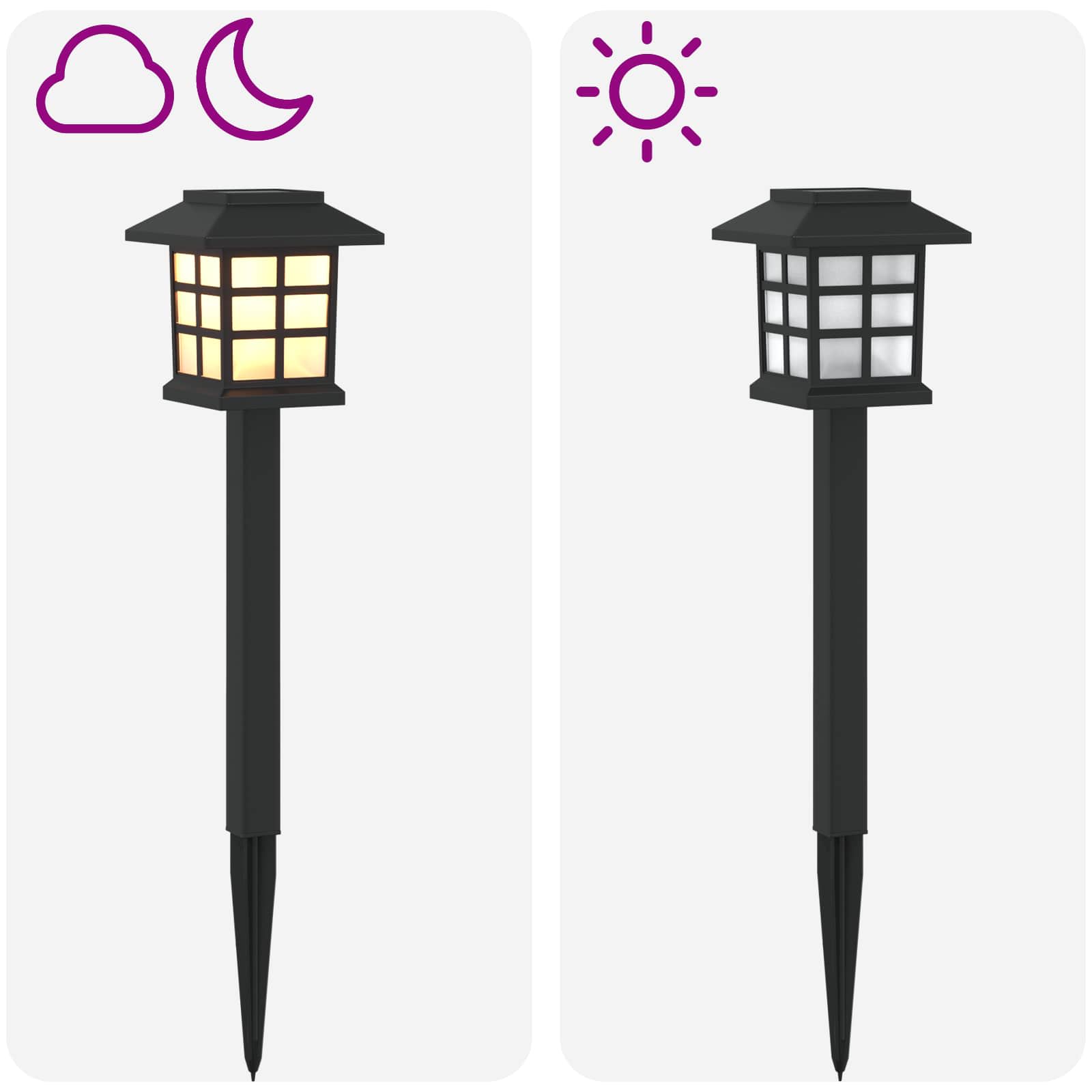 Luci solari da esterno con picchetto 6 pz Bianco caldo 38,5 cm