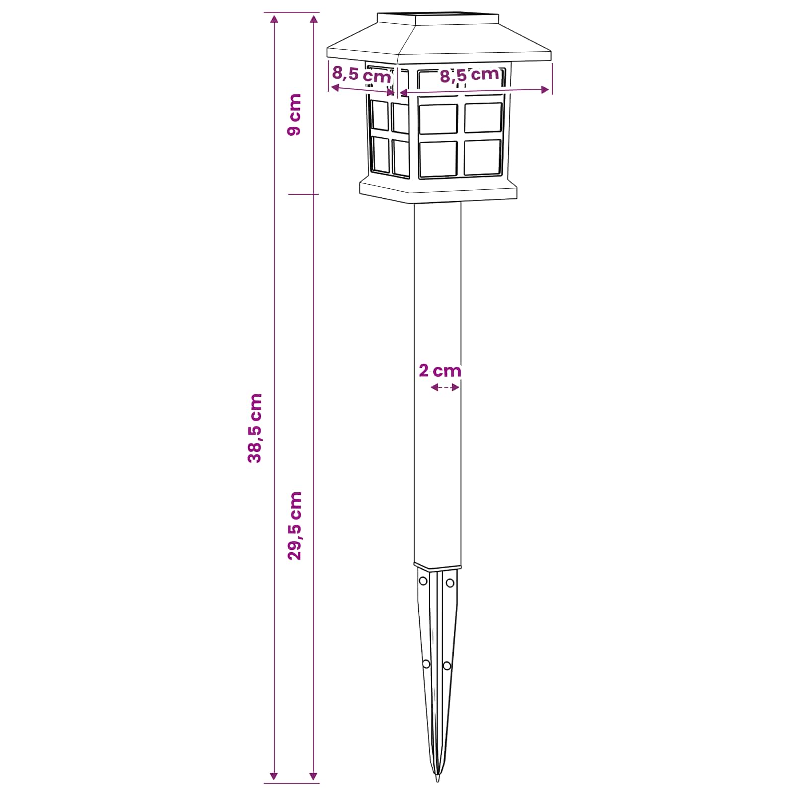 Luci solari da esterno con picchetto 6 pz Bianco caldo 38,5 cm