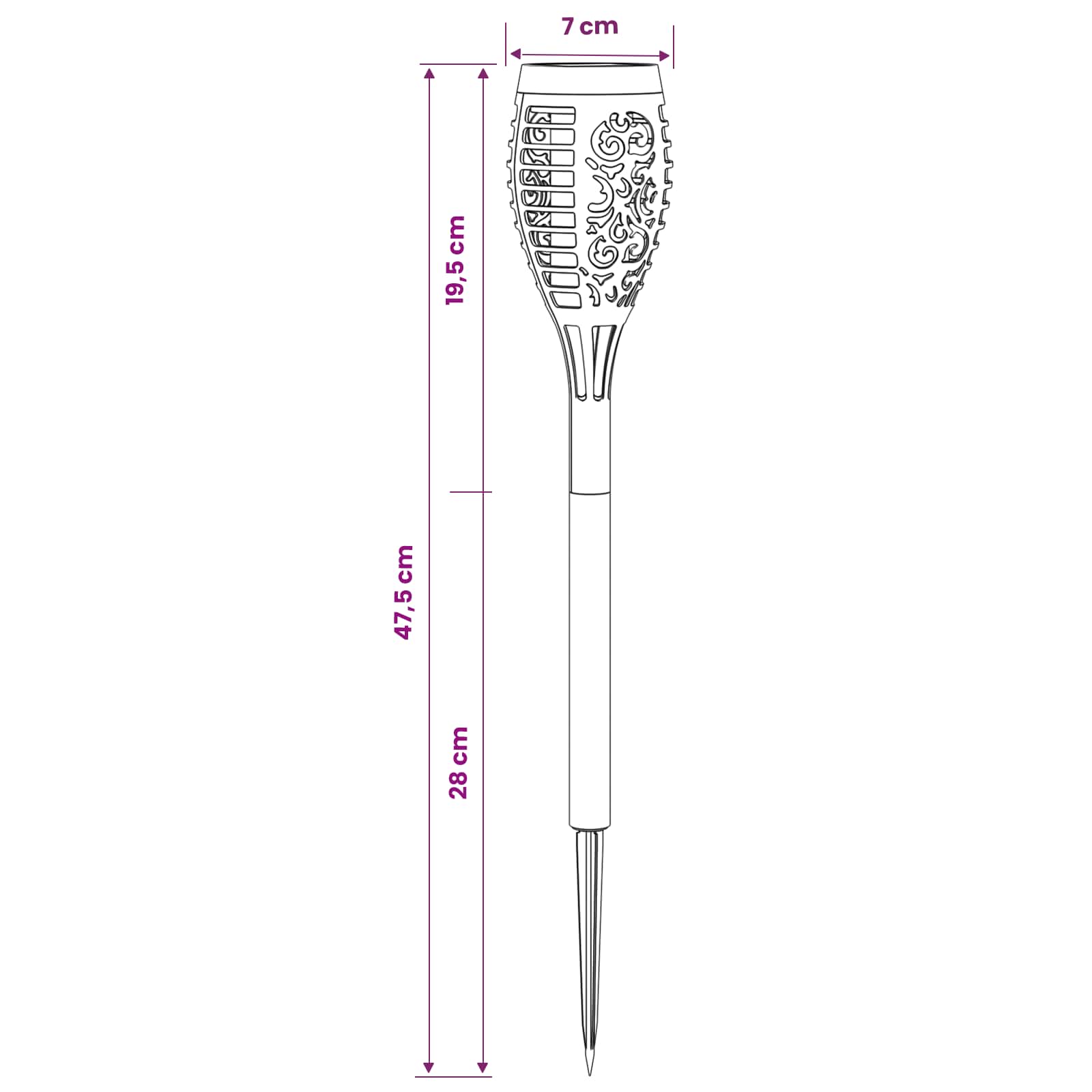 Luci solari da esterno con picchetto 6 pz Bianco caldo 47,5 cm
