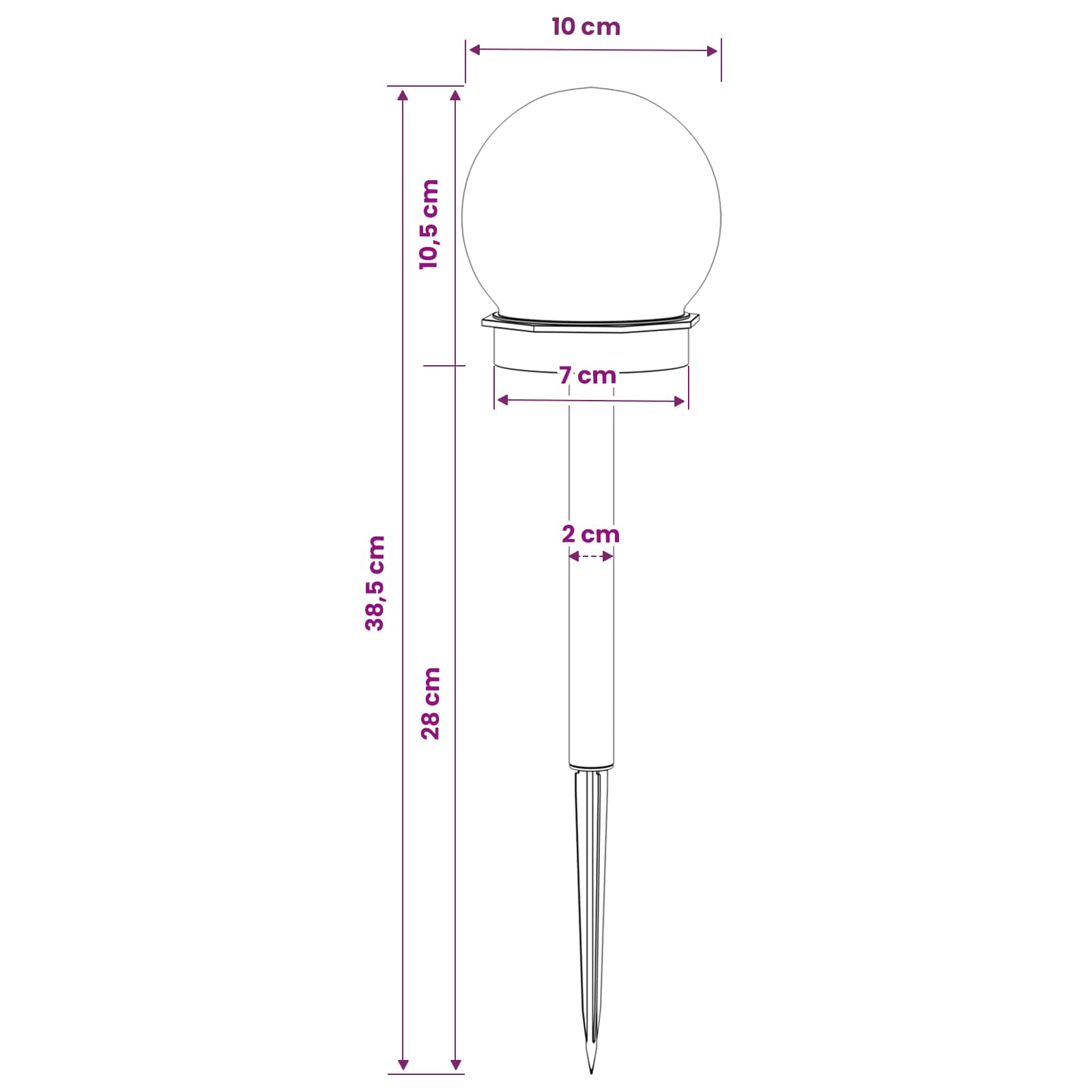 Luci solari da esterno con picchetto 4 pz Bianco caldo 38,5 cm