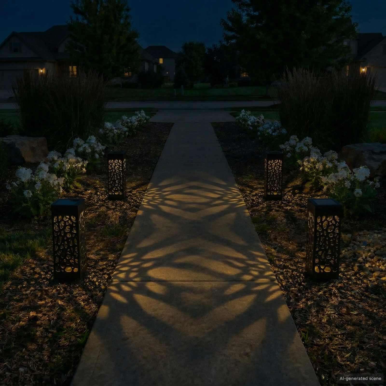 Luci solari da esterno con picchetto 4 pz Bianco caldo 29 cm PP
