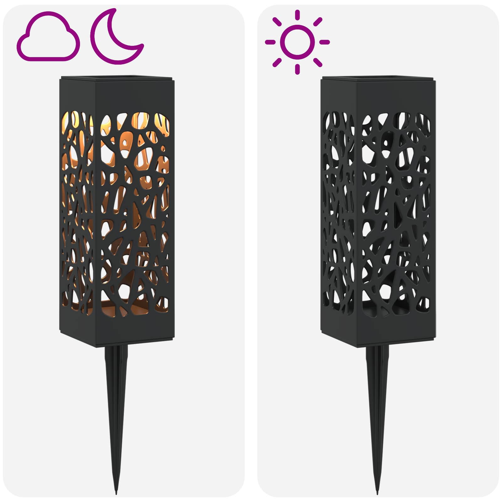 Luci solari da esterno con picchetto 4 pz Bianco caldo 29 cm PP