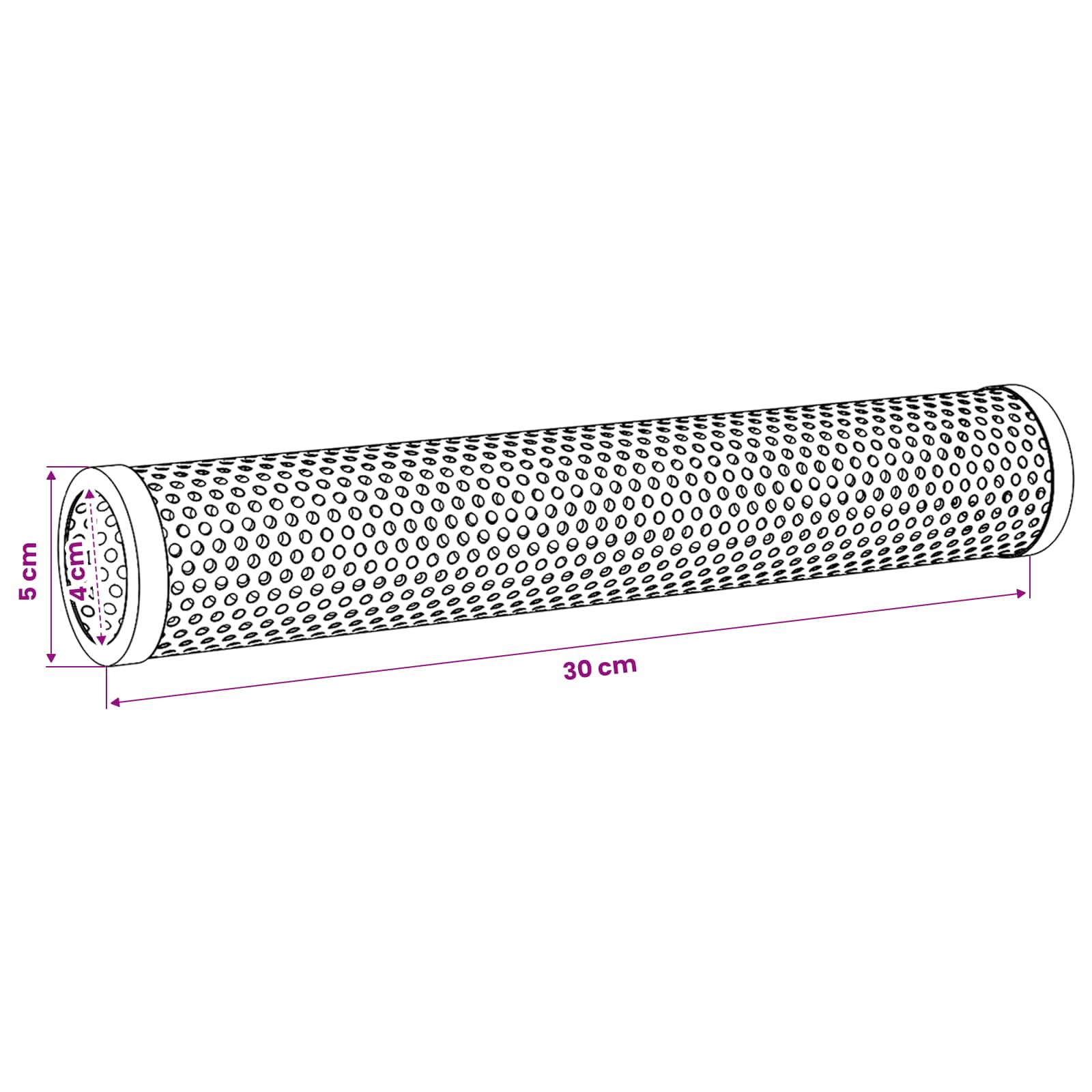 Tubo affumicatore 2 pz Ø 5 x 30 cm Acciaio Inox 304 Argento