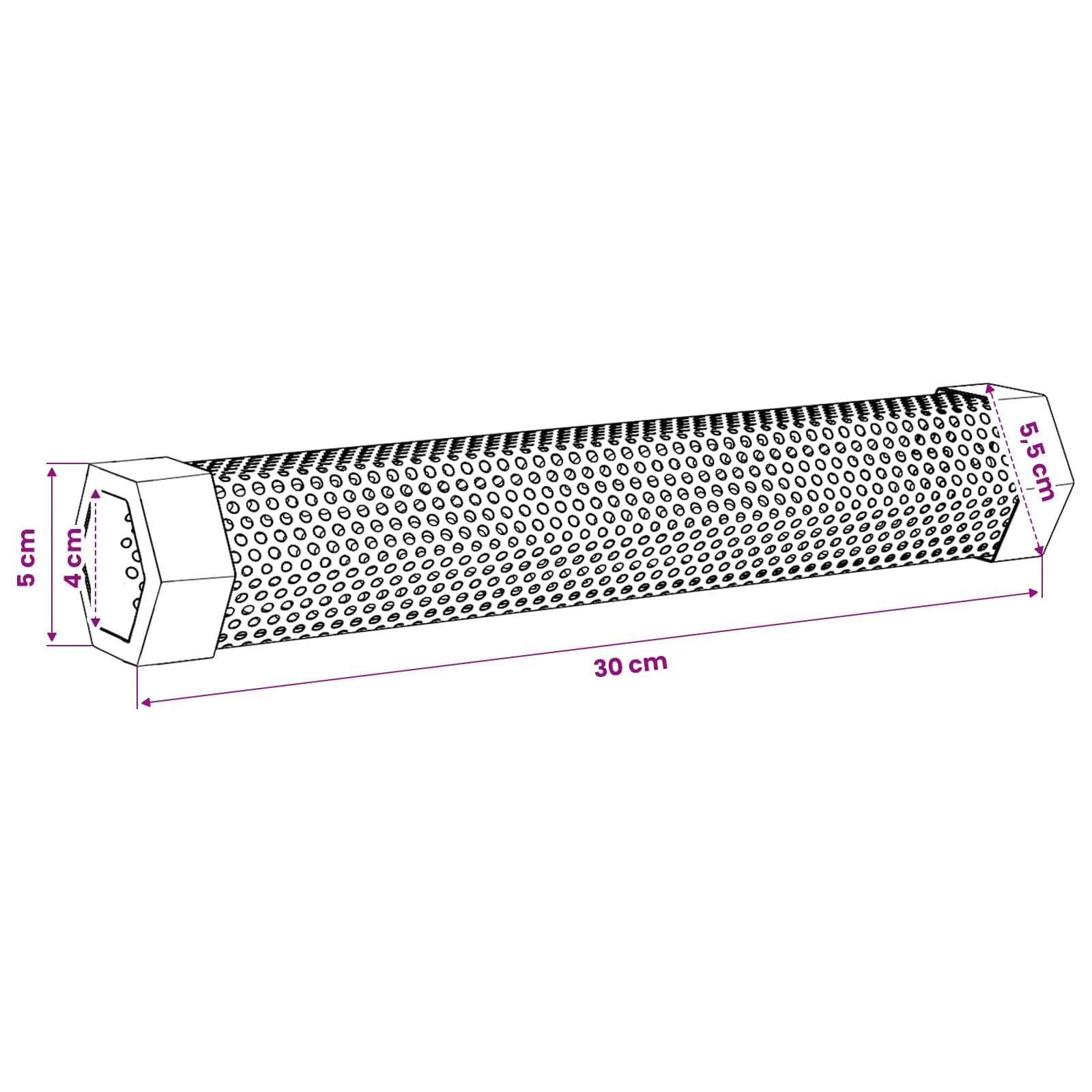 Tubo affumicatore 2 pz 5 x 5 x 30 cm Acciaio Inox 304 Argento
