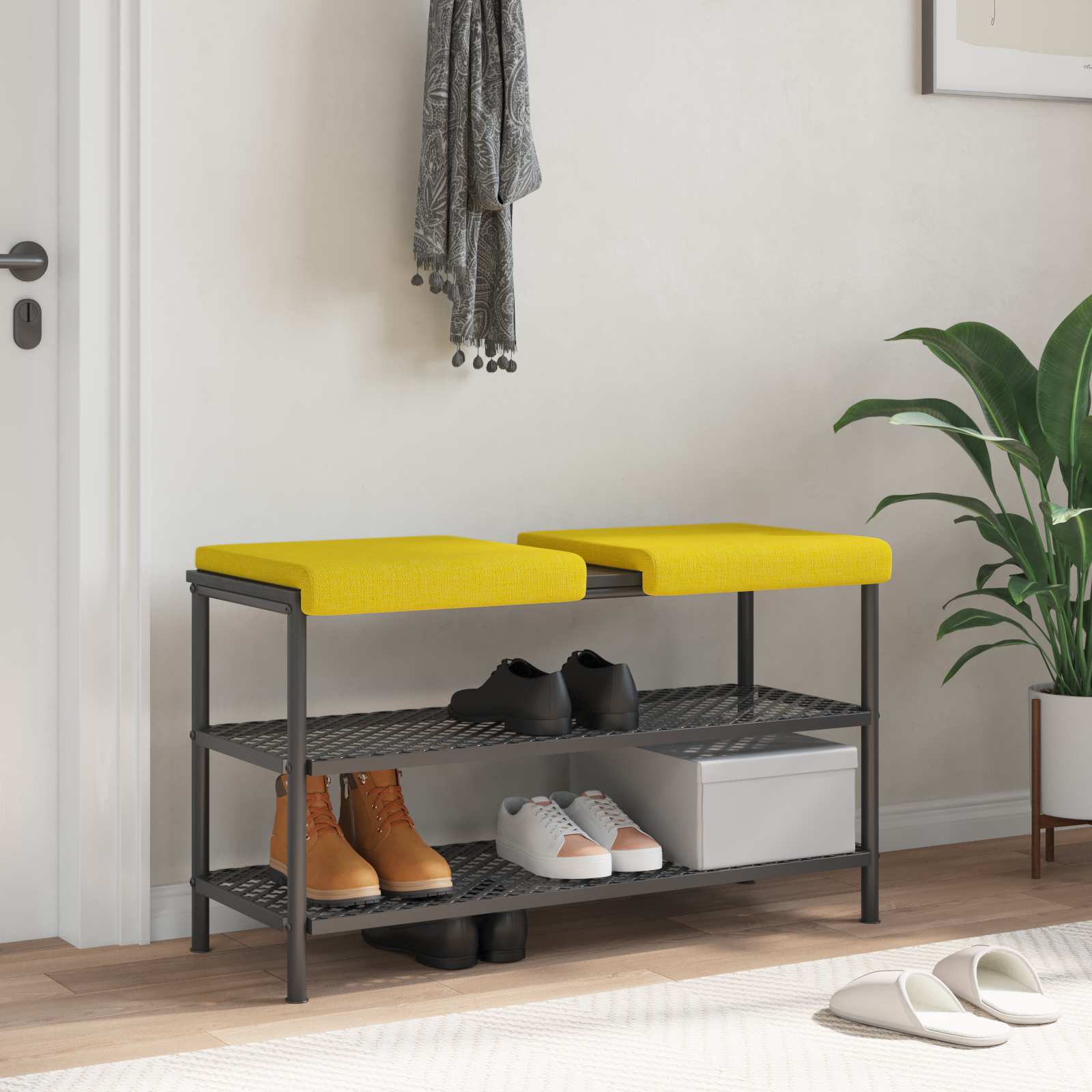 Cuscino per panchina 2 pz Tessuto Giallo Chiaro