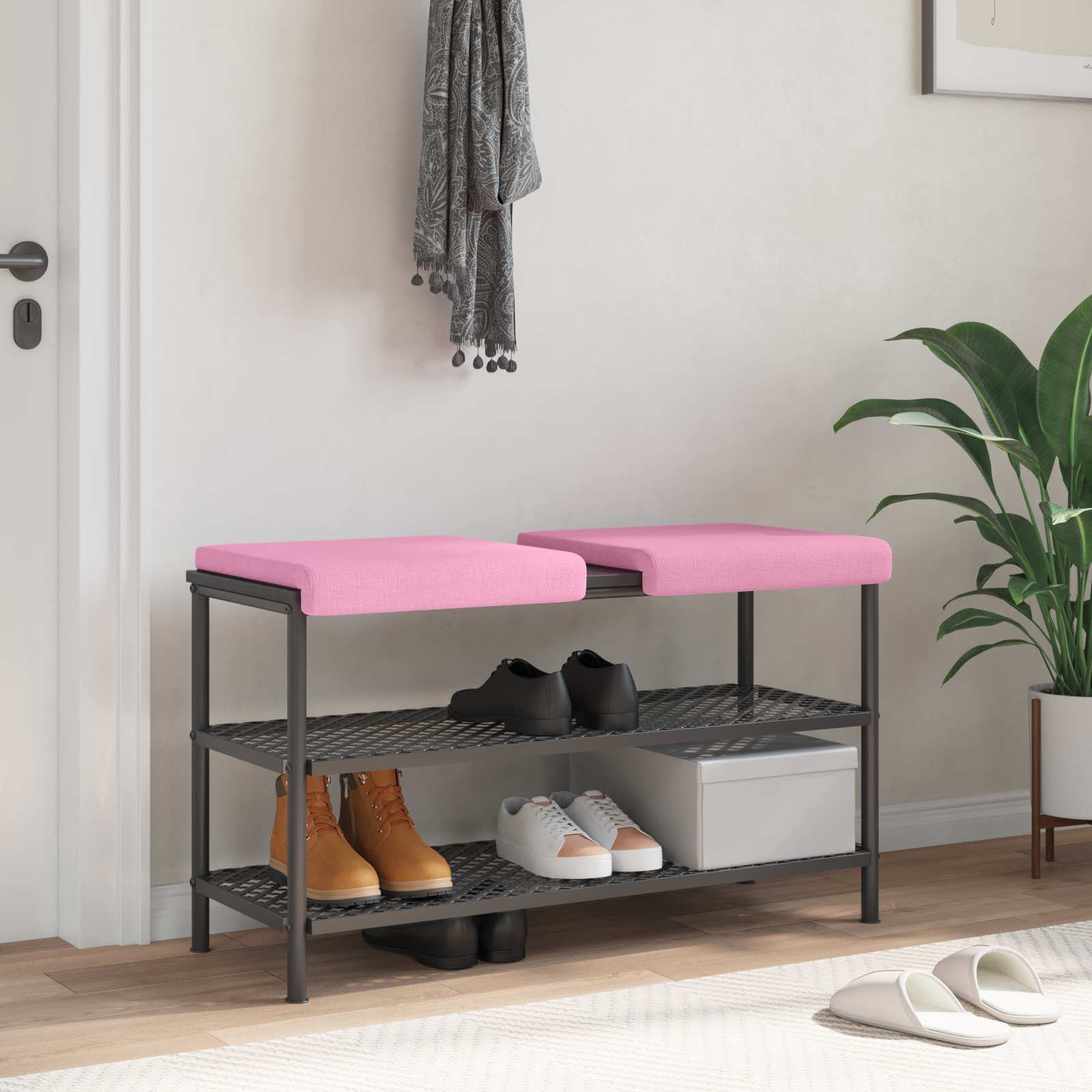Cuscino per panchina 2 pz Tessuto Rosa Profondità 35 cm