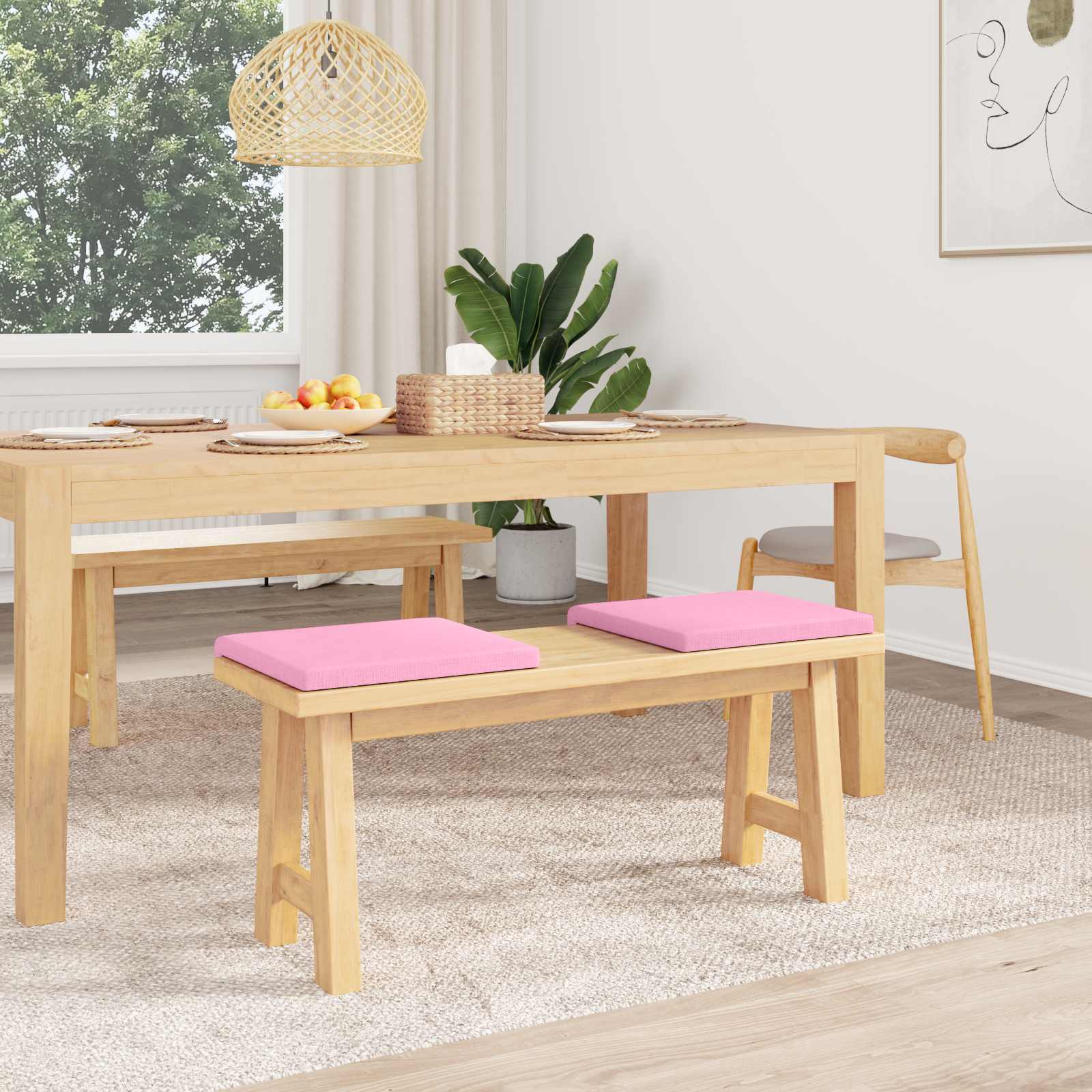 Cuscino per panchina 2 pz Tessuto Rosa Profondità 35 cm